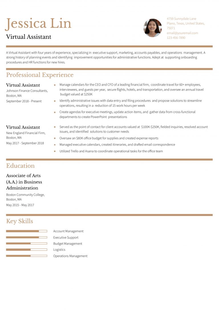 3 Best Virtual Assistant Resume Examples and Templates for 2025 