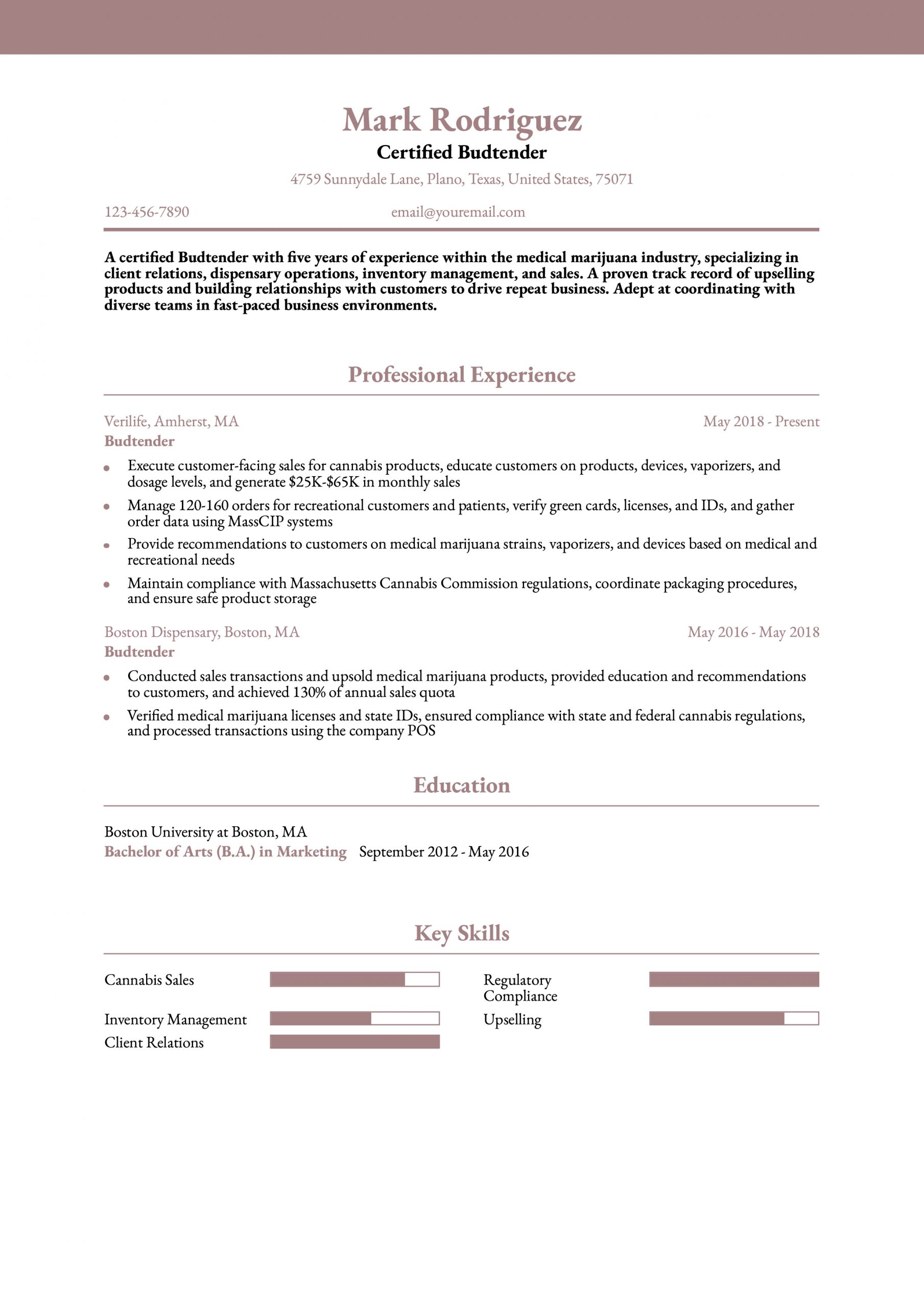 Budtender Resume Examples and Templates for 2024 ResumeBuilder com Budtender Resume Examples and Templates for 2024 ResumeBuilder com