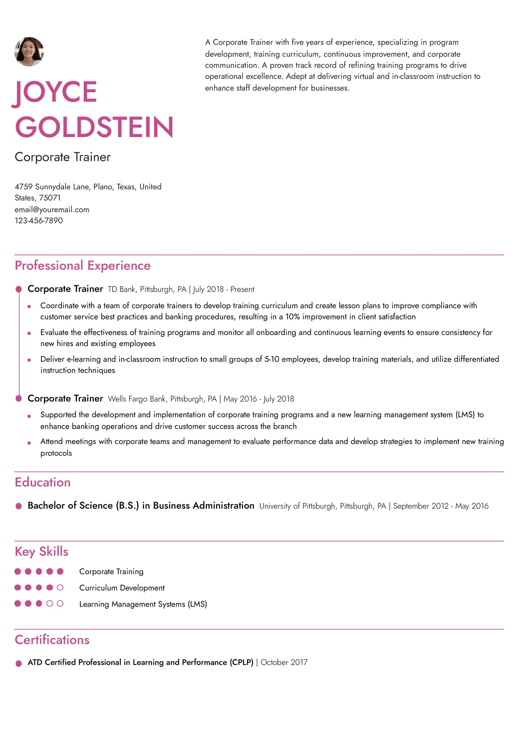 Corporate Trainer Resume Examples and Templates for 2024