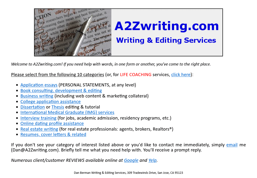 Dan Berman Writing & Editing Services Homepage