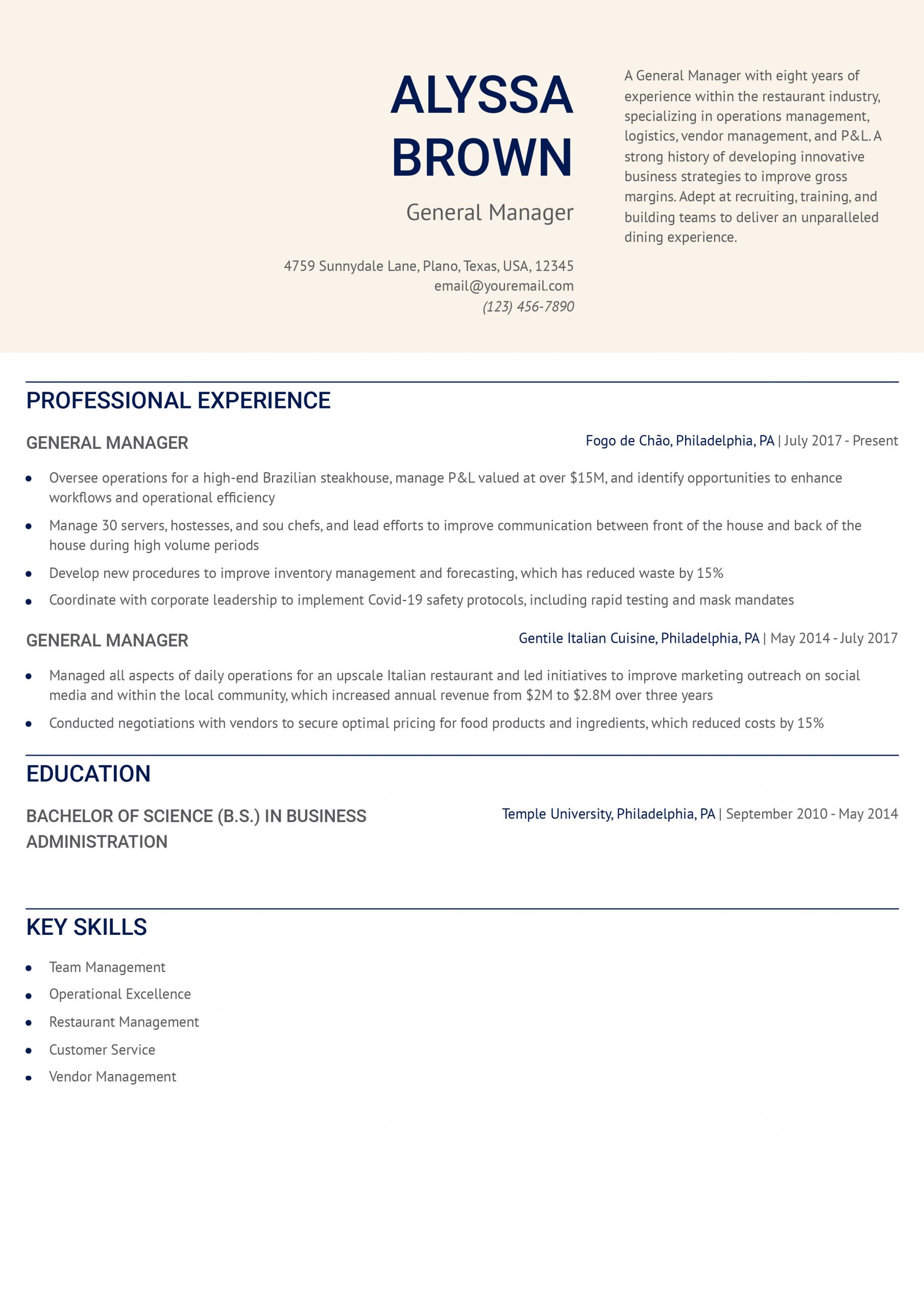 General Manager Resume Examples and Templates for 2025