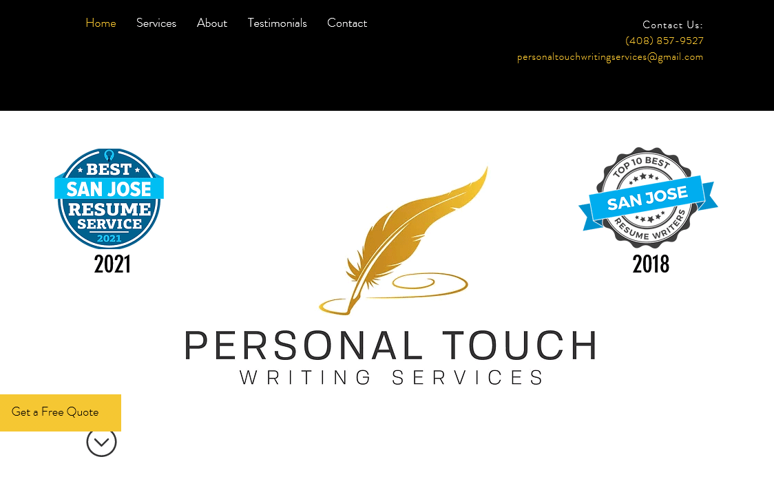 Personal Touch Writing Services Homepage