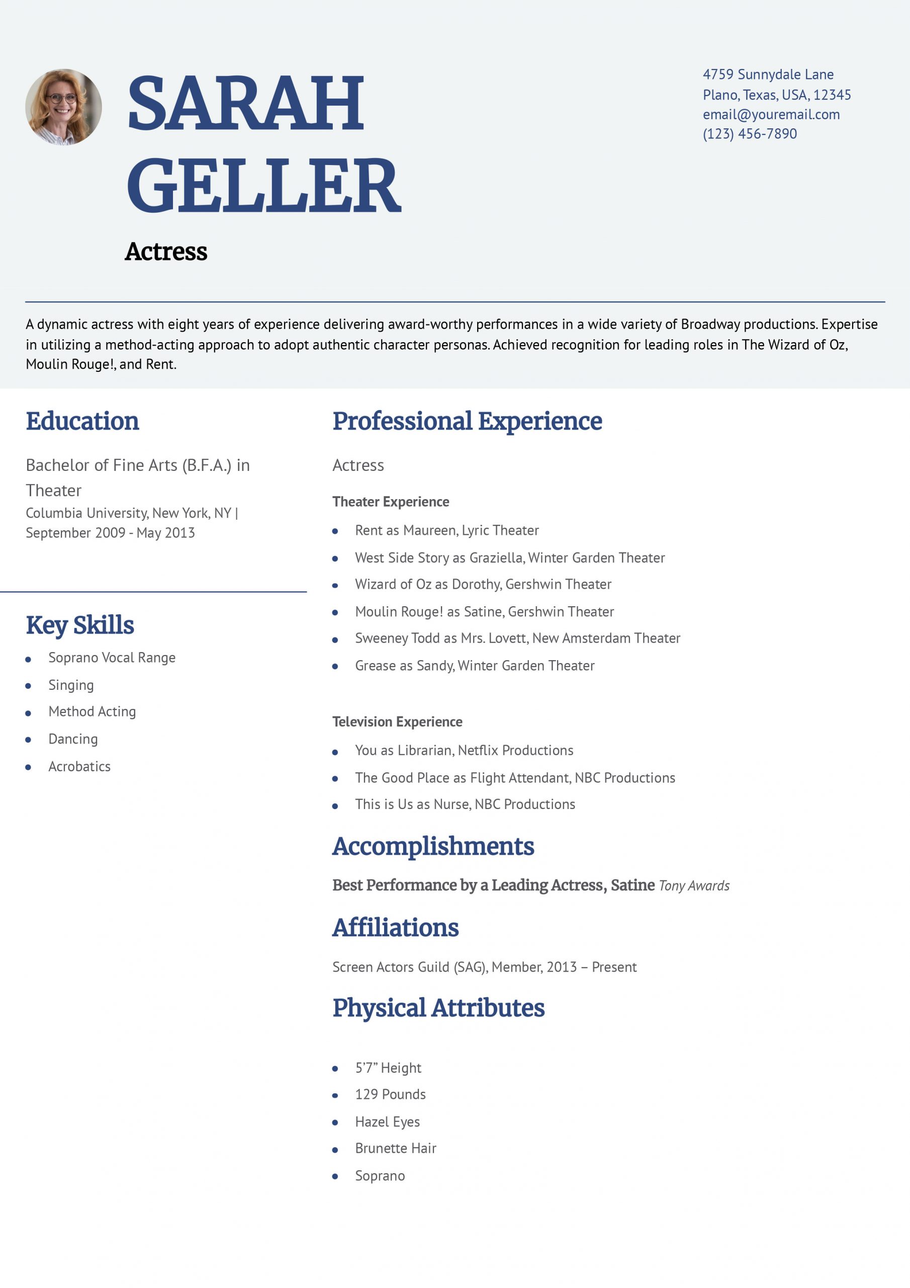 Theater Resume Examples and Templates for 2025