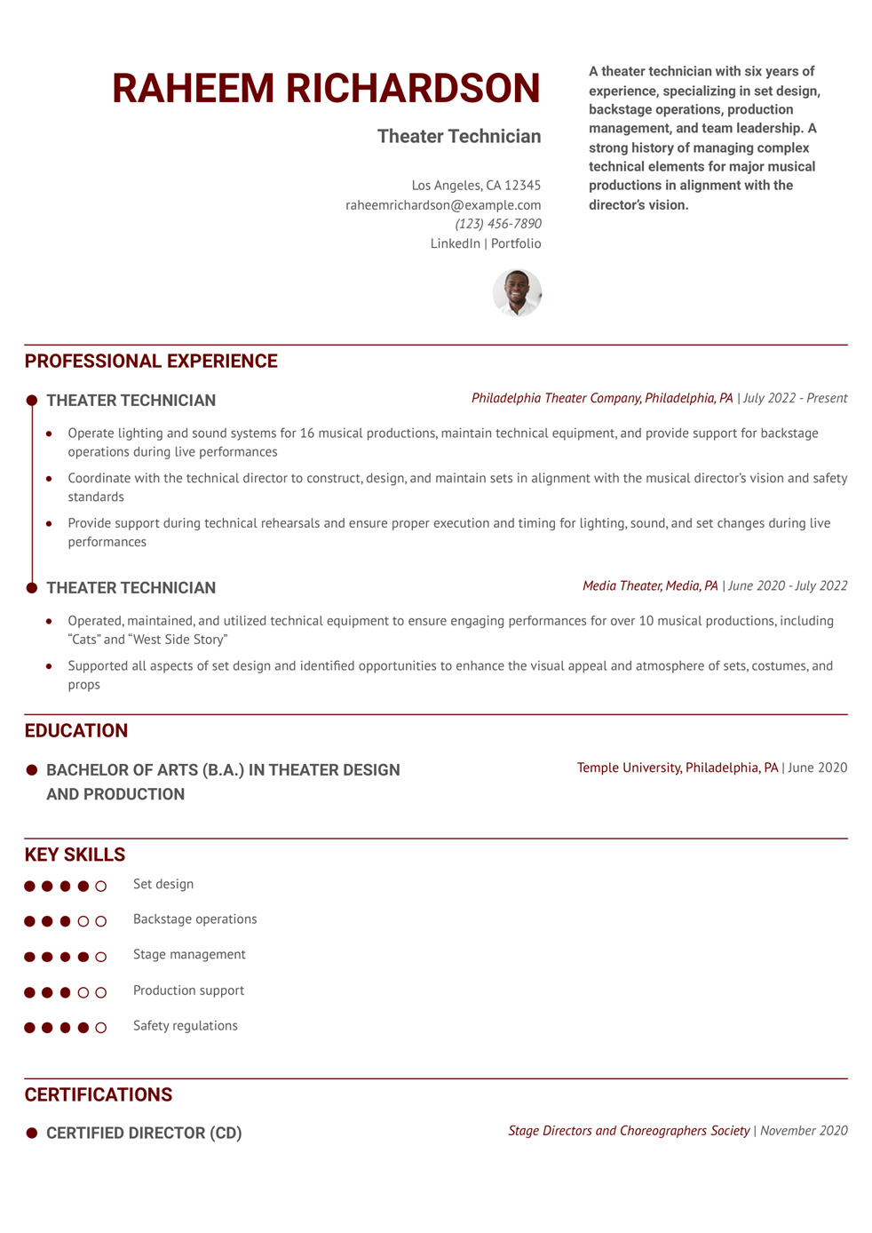 Theater Resume Examples and Templates - Theater Technician Resume Example Banner Image