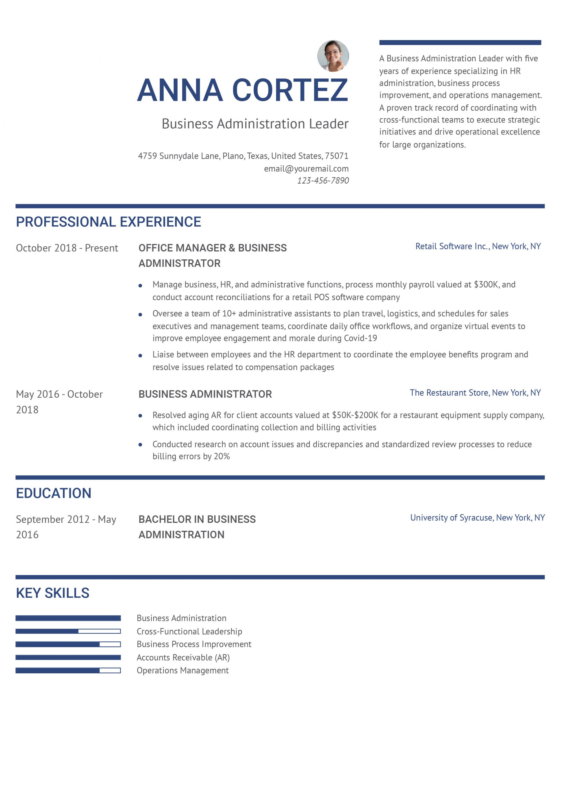 Business Administrator Resume Examples and Templates for 2025