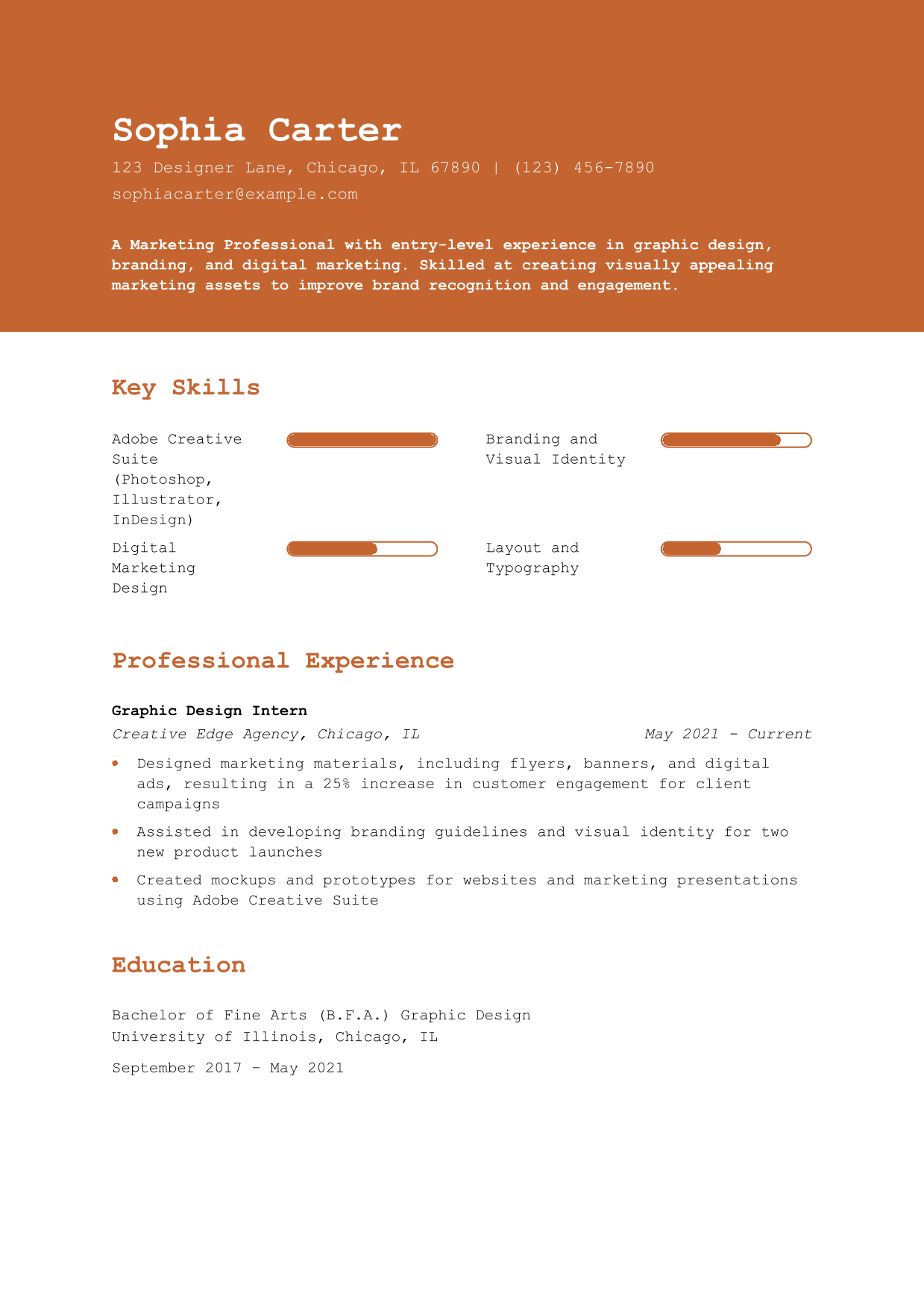 Graphic Design Intern Resume Example