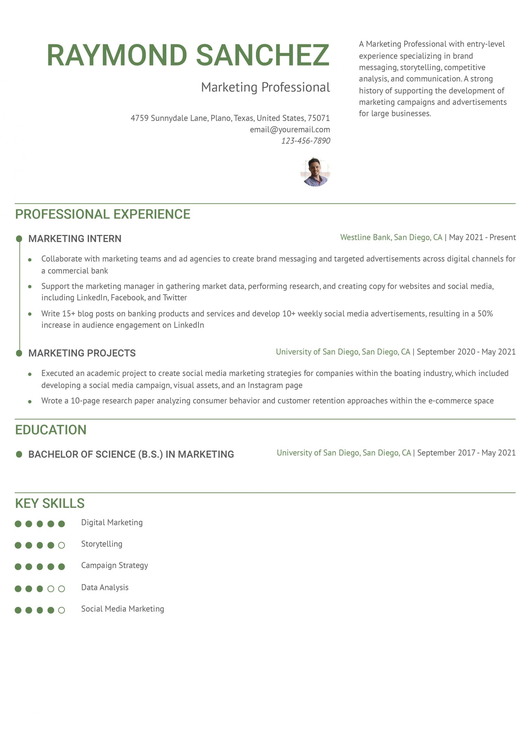 Marketing Intern Resume Examples - Marketing Intern Mid Level Scaled 