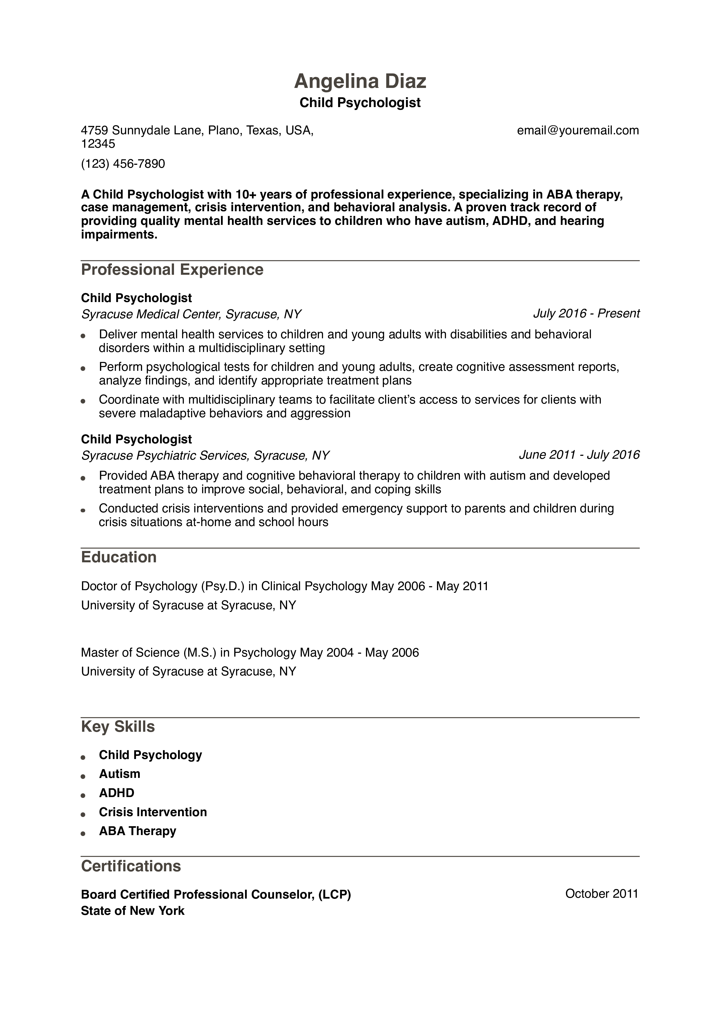 Senior-Level Resume