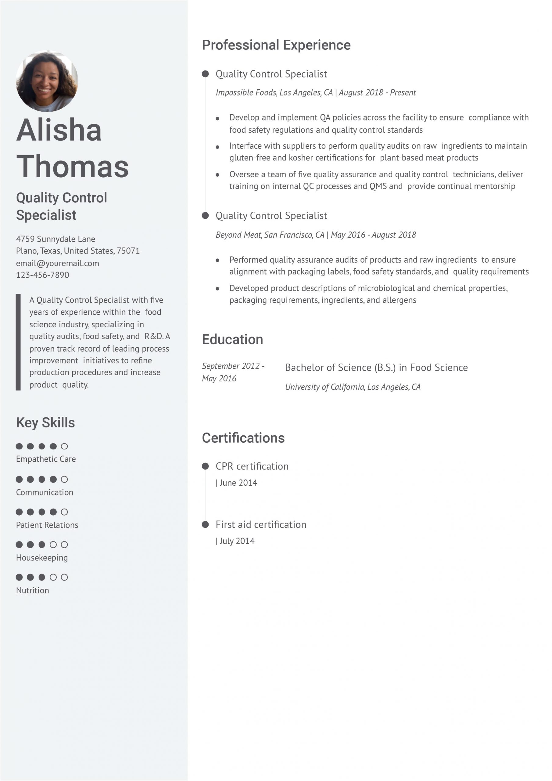 Best Quality Control Resume Examples in 2025