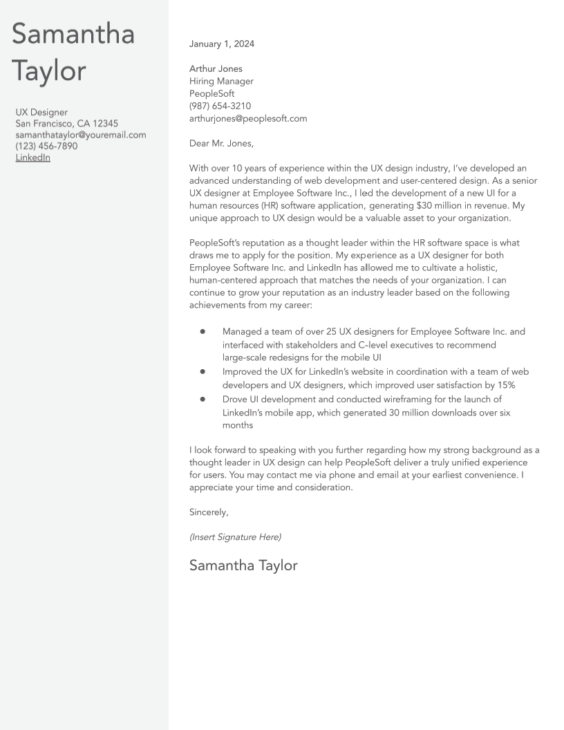 UX Designer Cover Letter Examples and Templates for 2024 ...