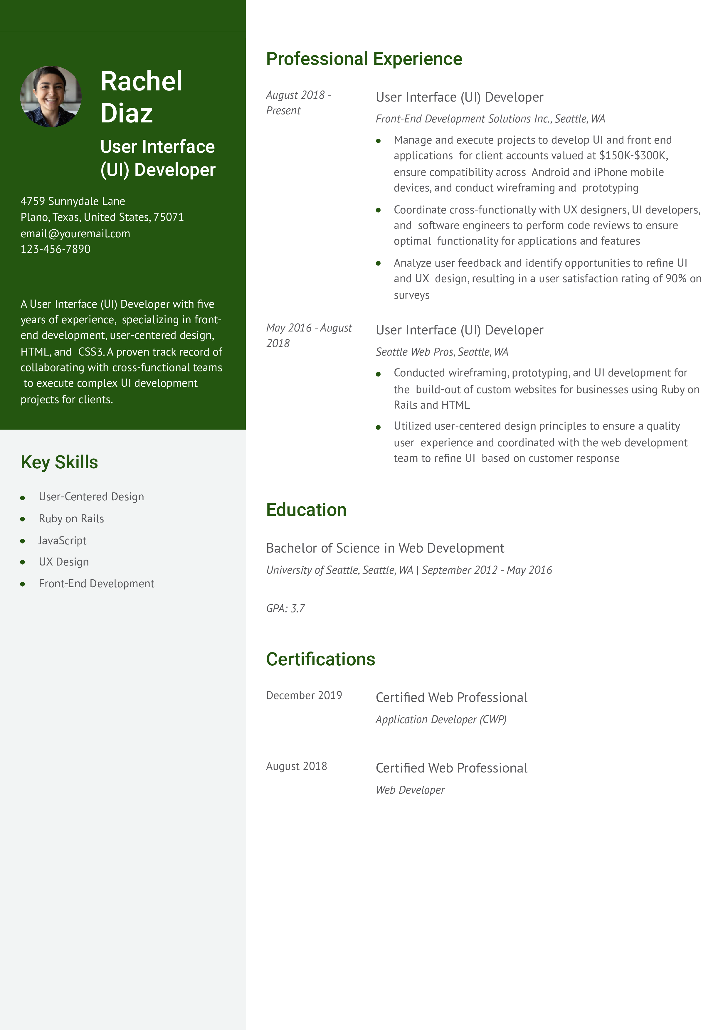 Mid-career Resume