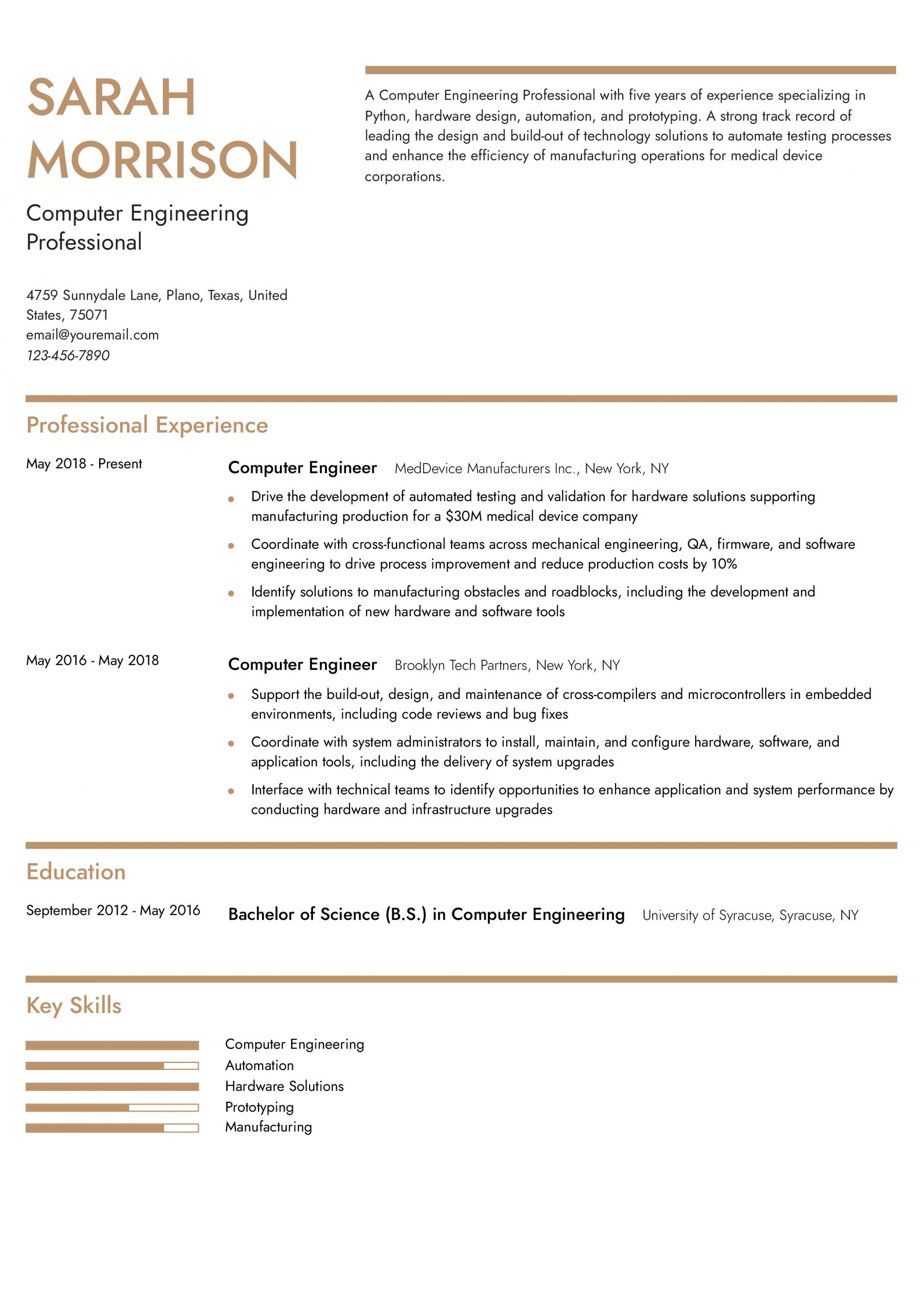 Computer Engineering Resume Examples and Templates for 2025