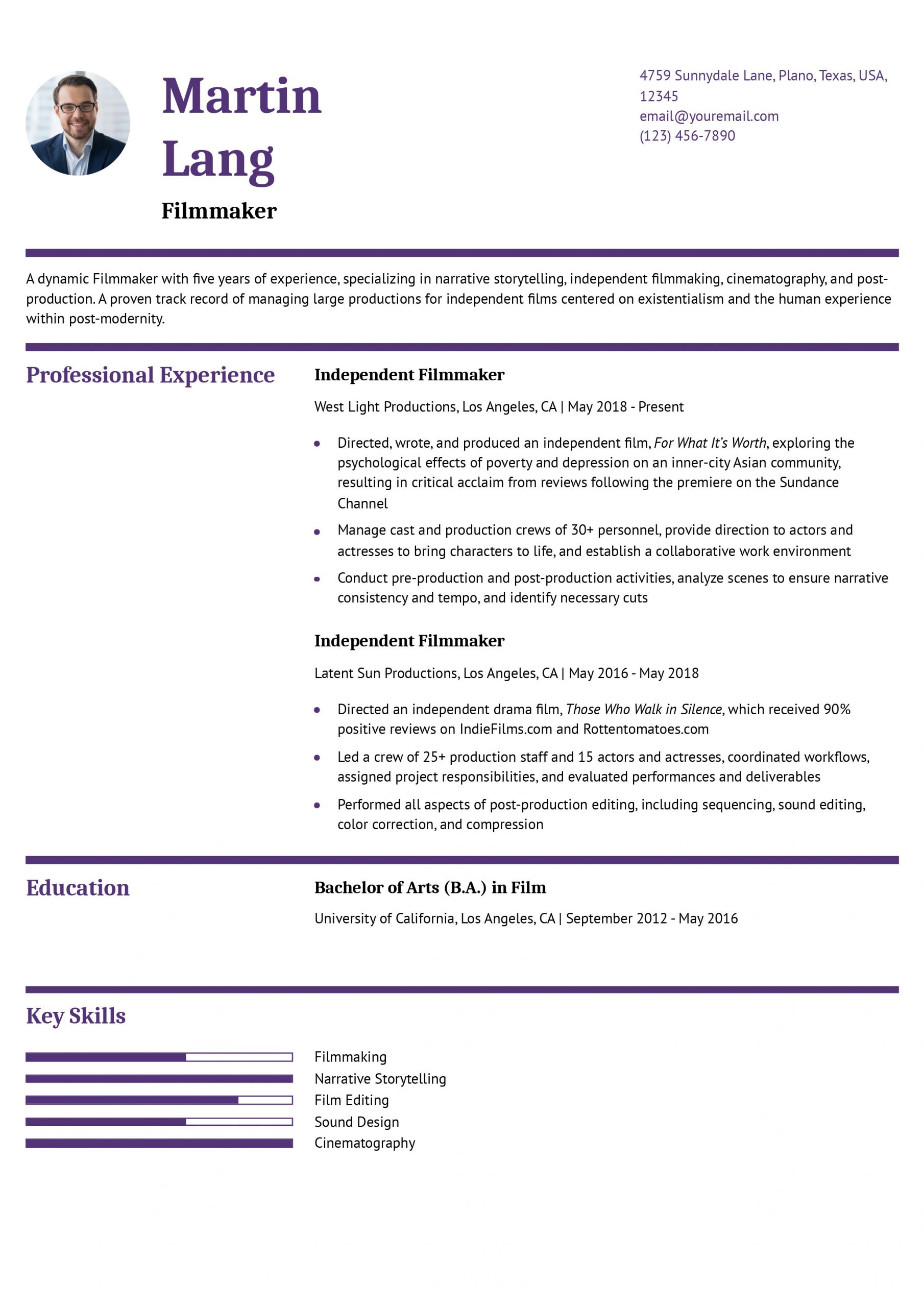 Filmmaker Resume Examples and Templates for 2025