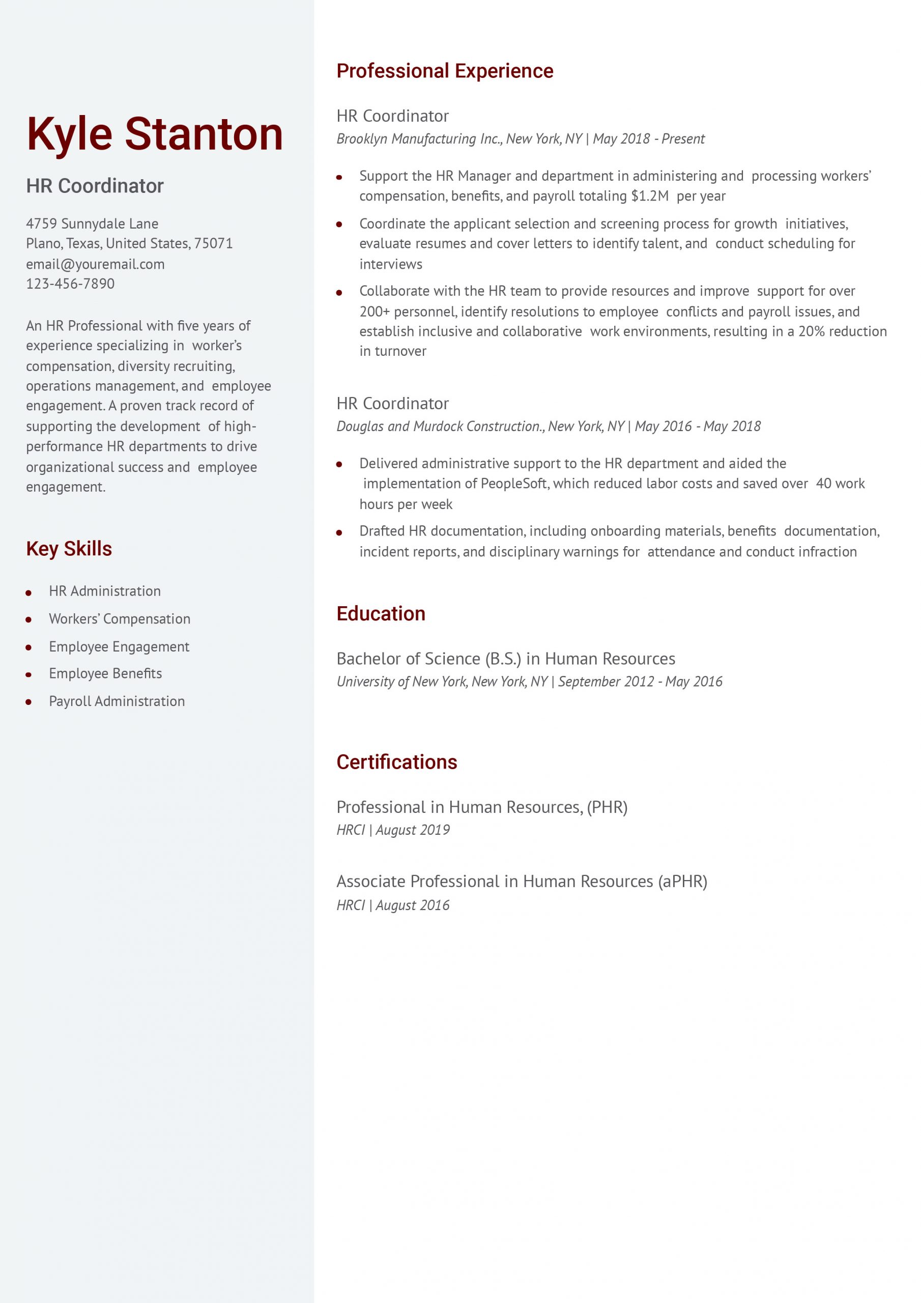 HR Coordinator Resume Examples and Templates for 2025