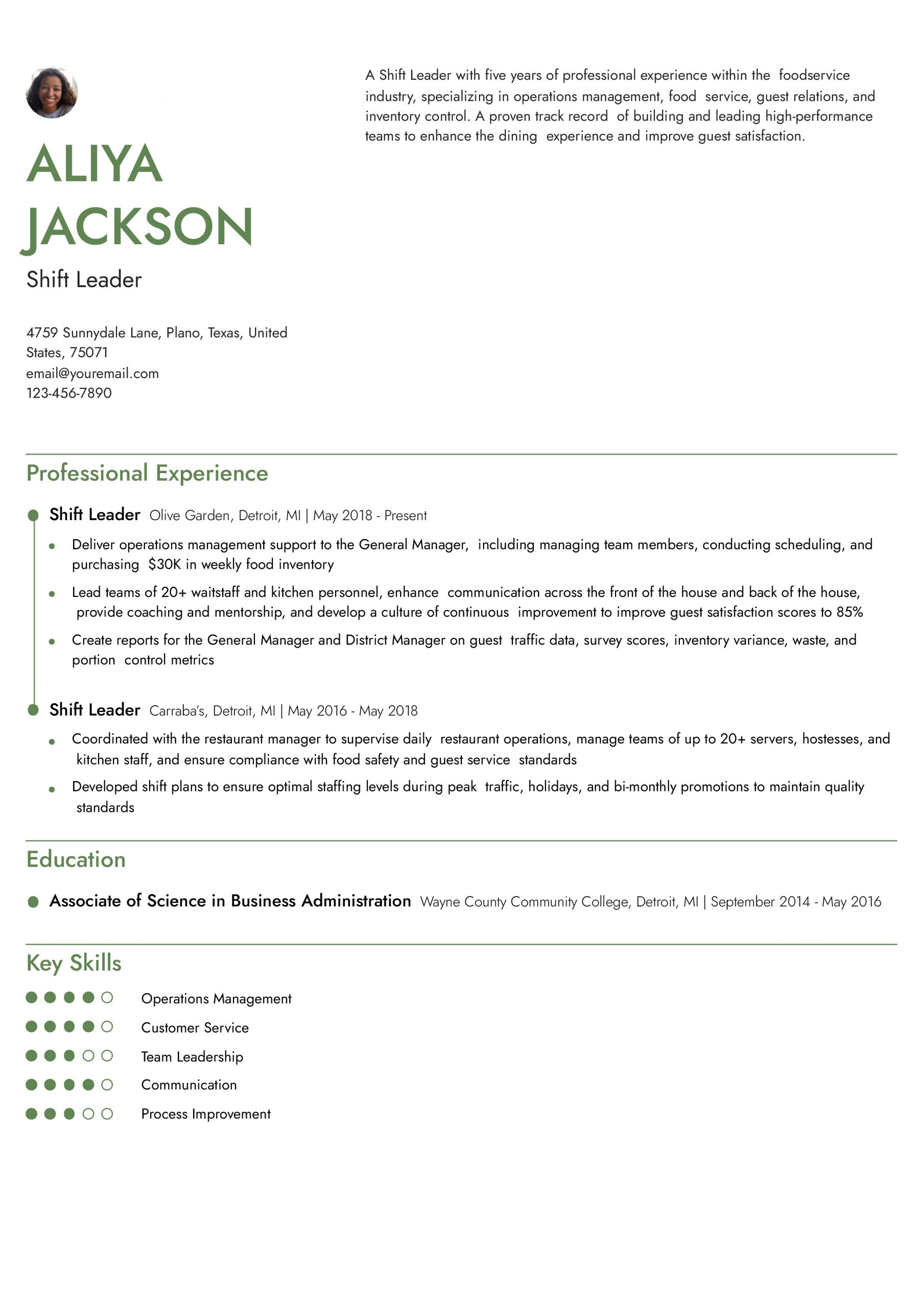 Shift Leader Resume Examples and Templates for 2025