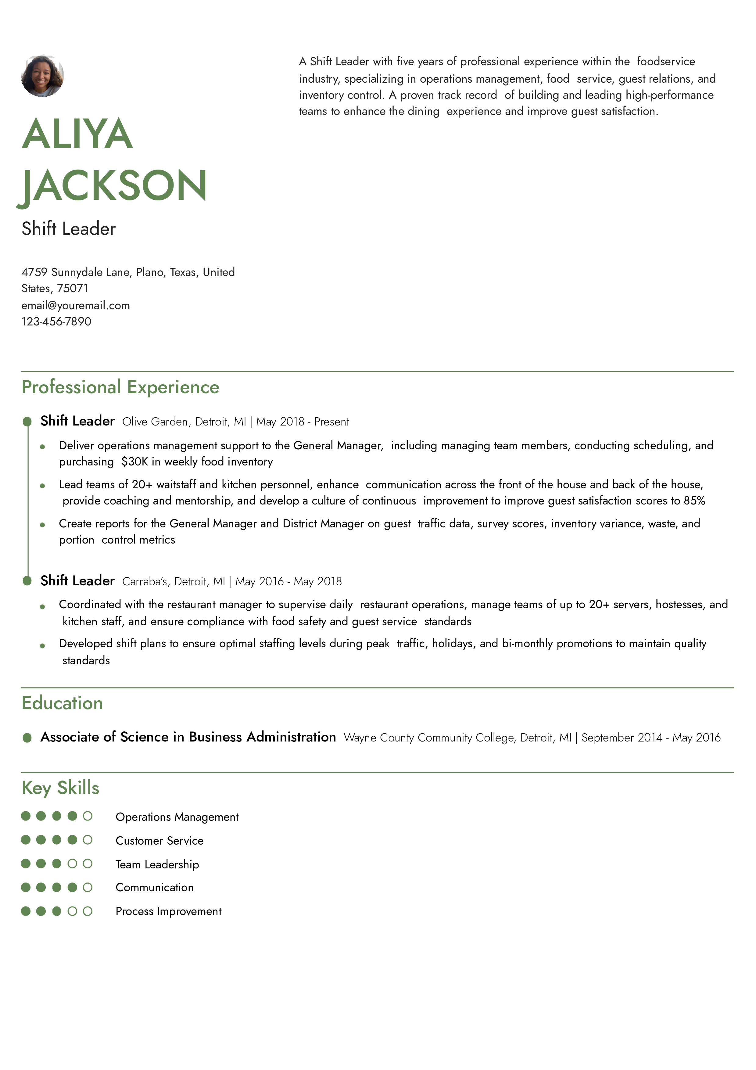 Mid-career Resume