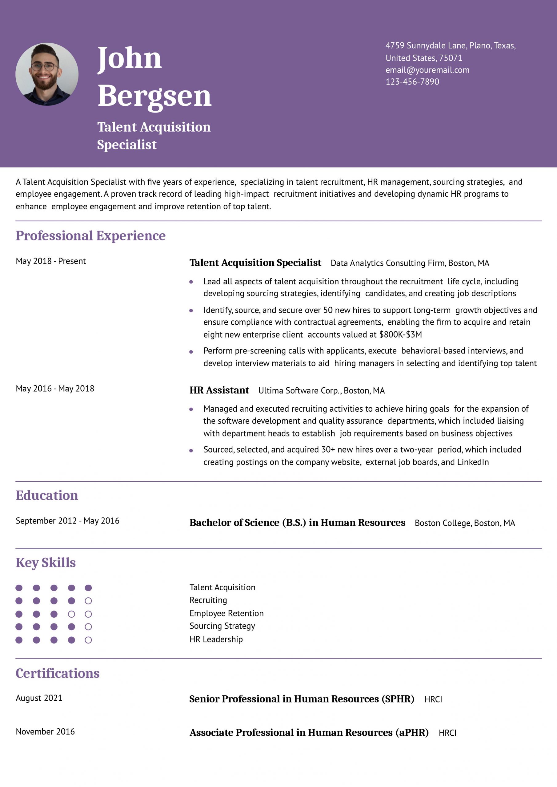Best Talent Acquisition Specialist Resume Examples and Templates for 2025