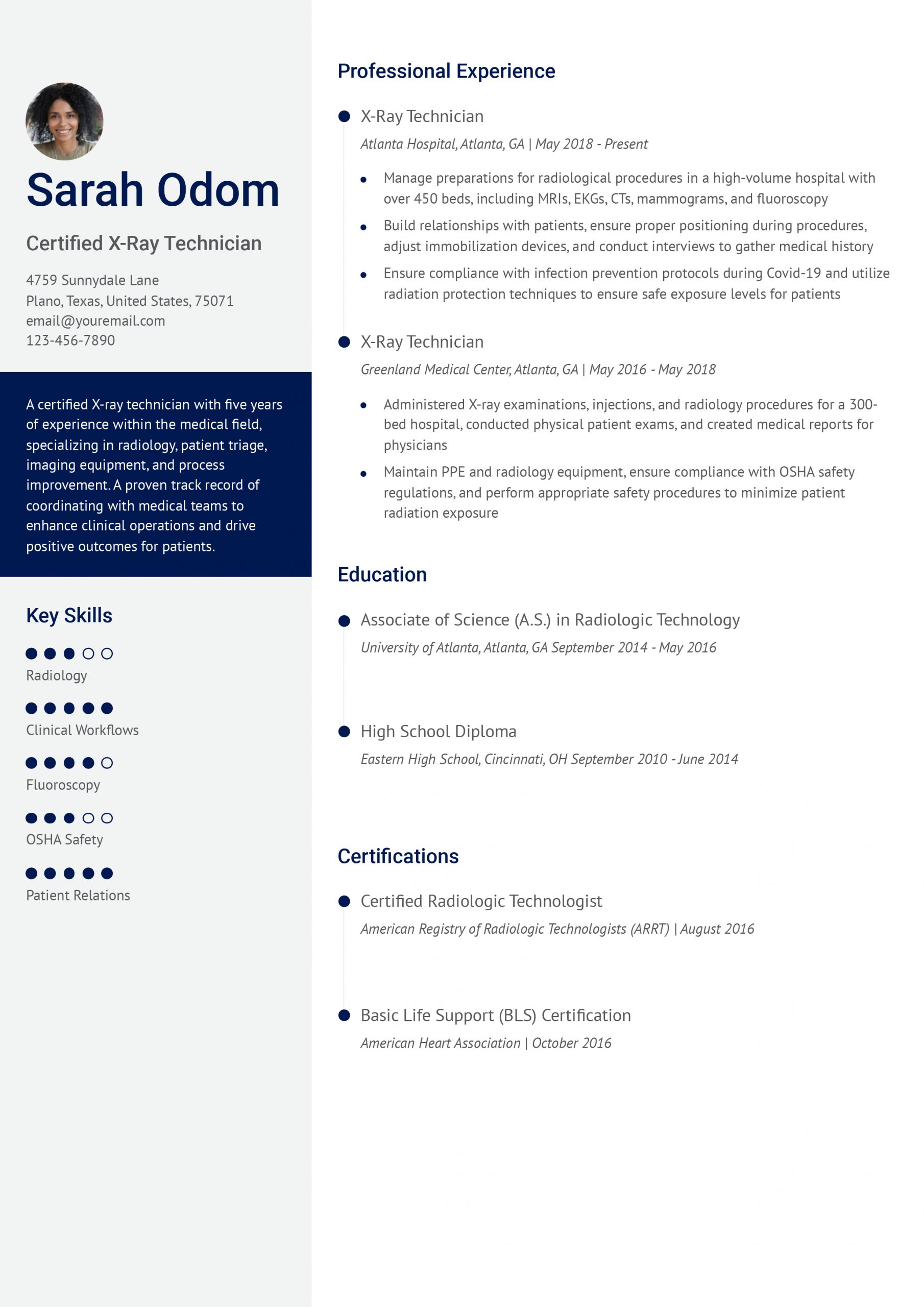 X-Ray Technician Resume Examples and Templates for 2025