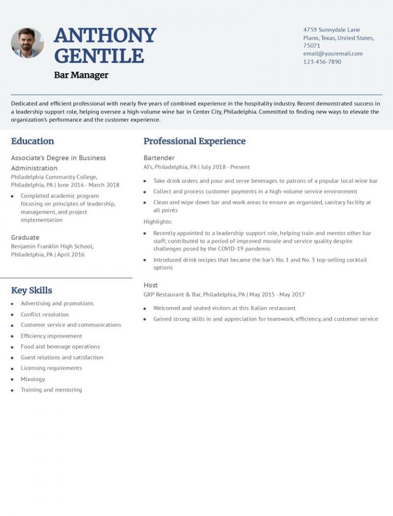 Bar Manager Resume Examples and Templates for 2024