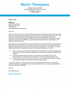 Computer Science Specialist Cover Letter Examples and Templates Banner Image