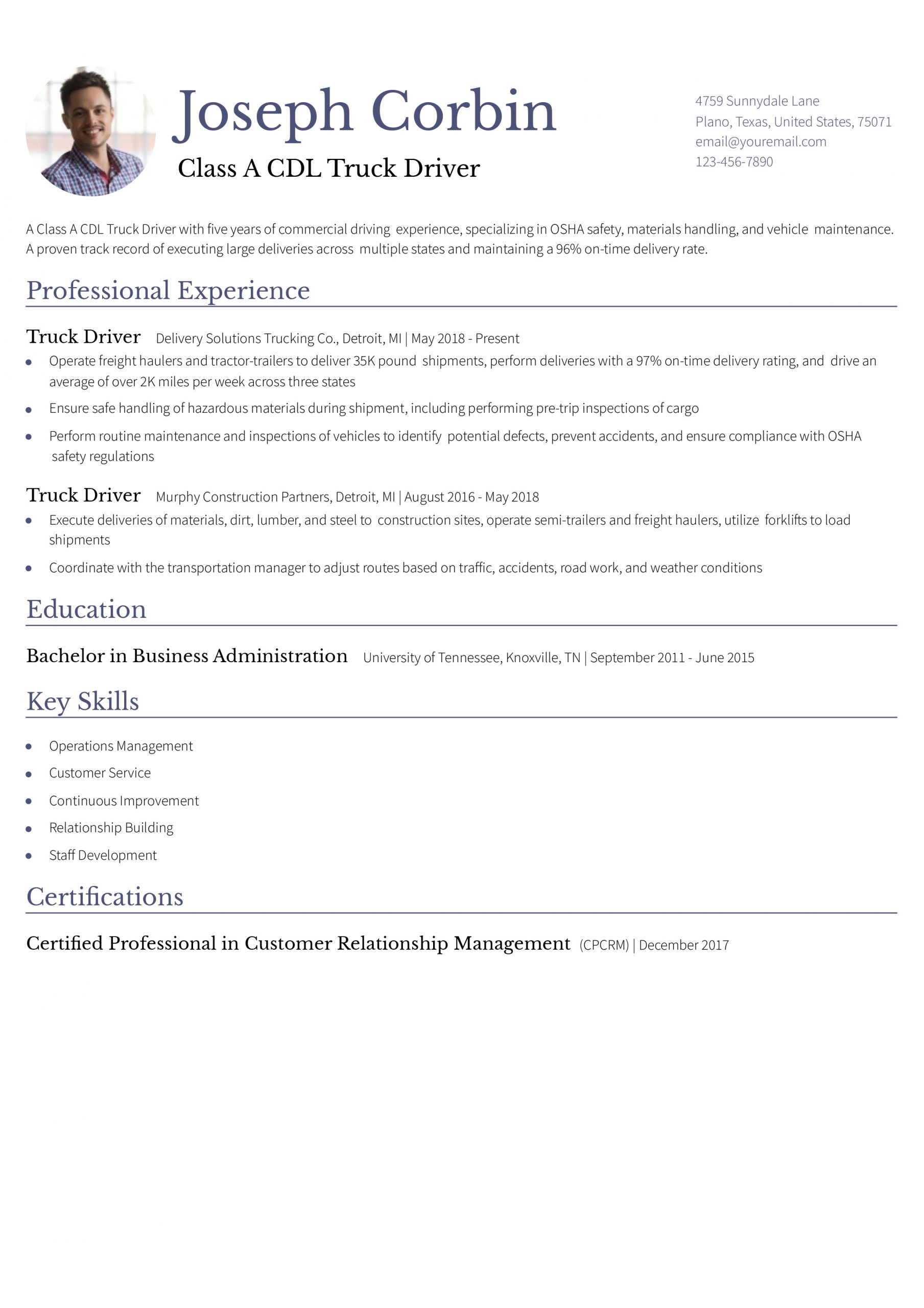 Contemporary Truck Driver Resume Examples and Templates for 2025