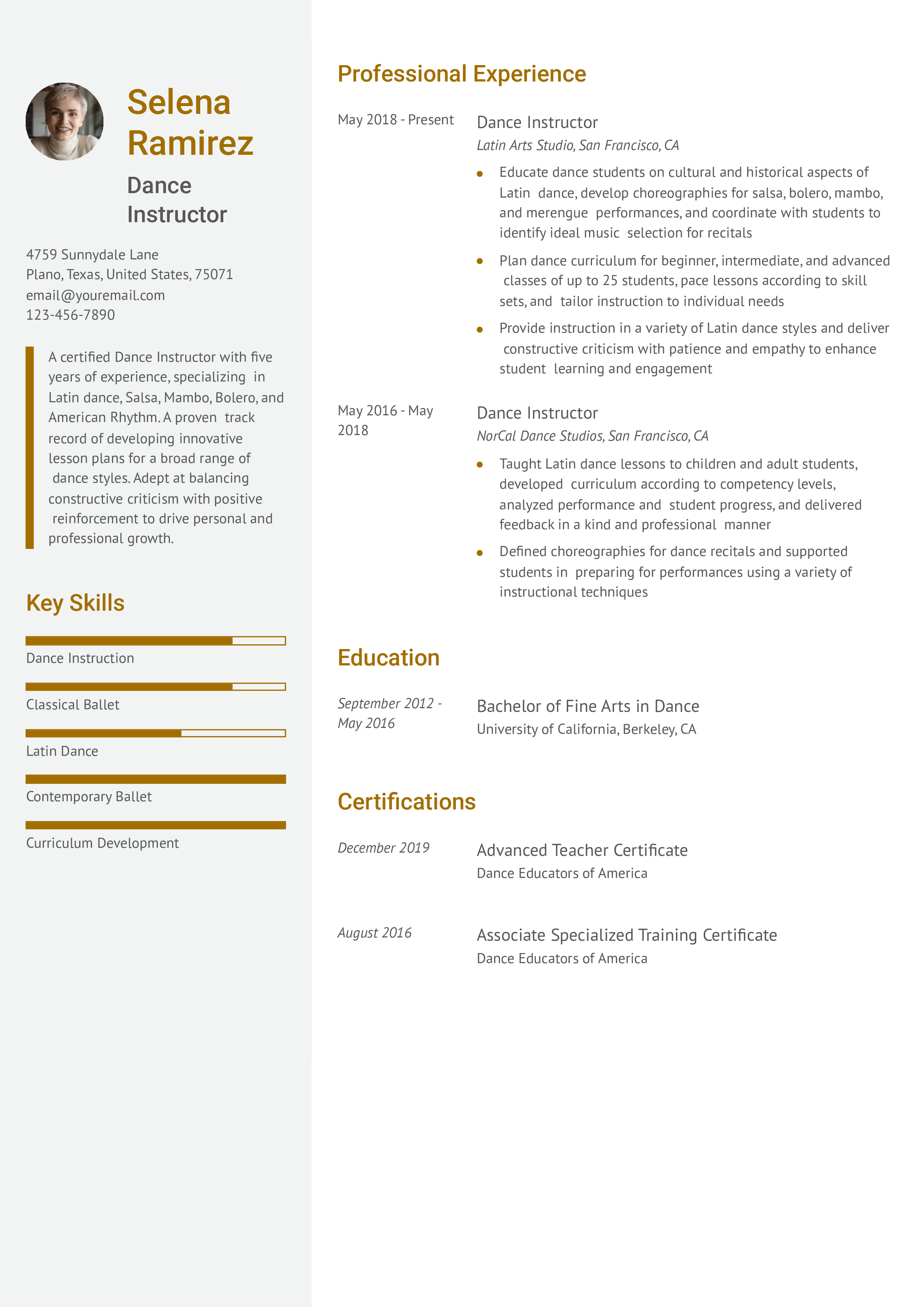 Mid-career Resume