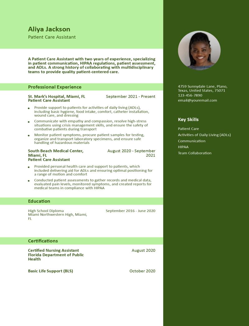 Patient Care Assistant Resume Examples - Patient Care Assistant Banner Image 