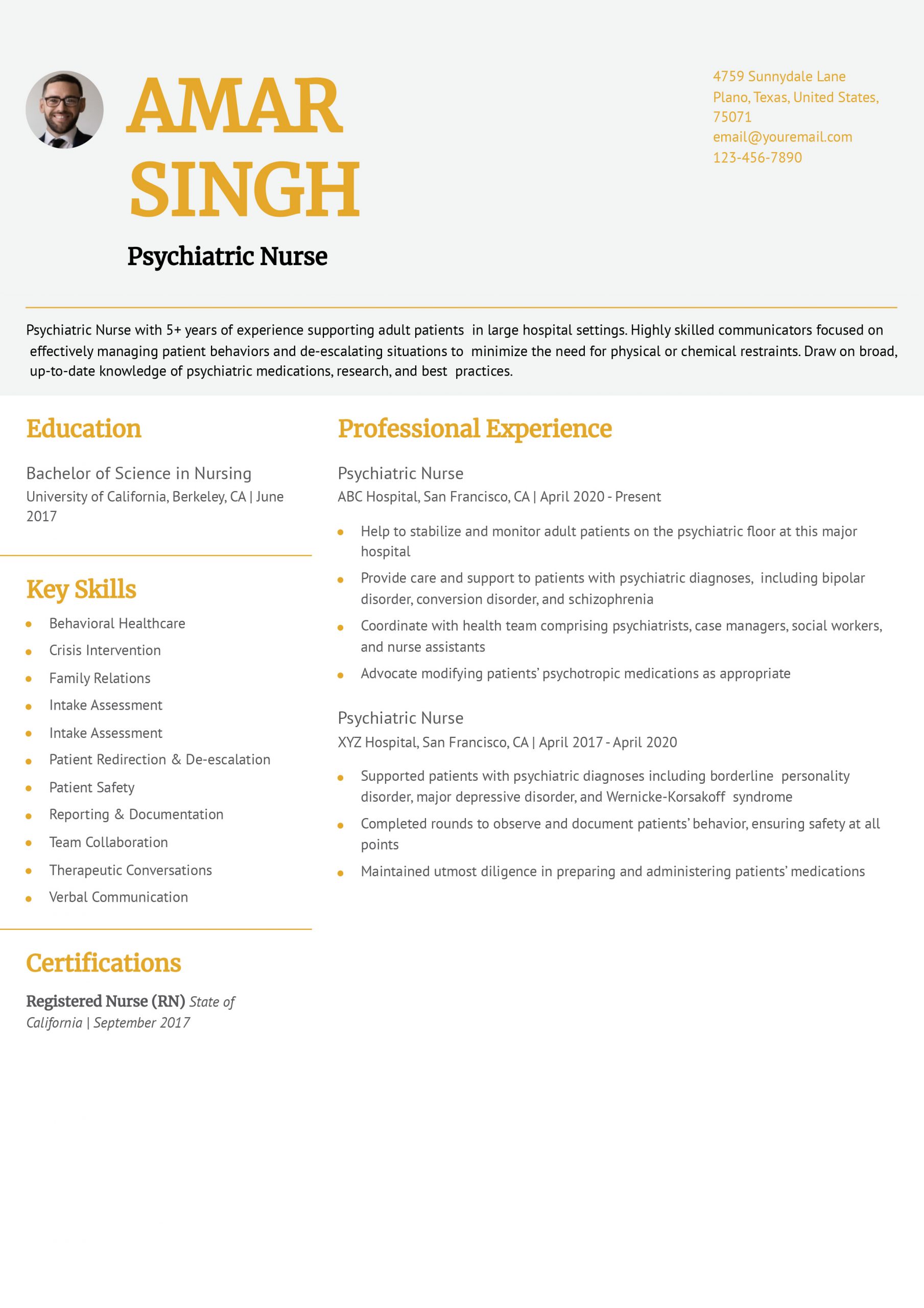Psychiatric Nurse Resume Examples and Templates for 2025
