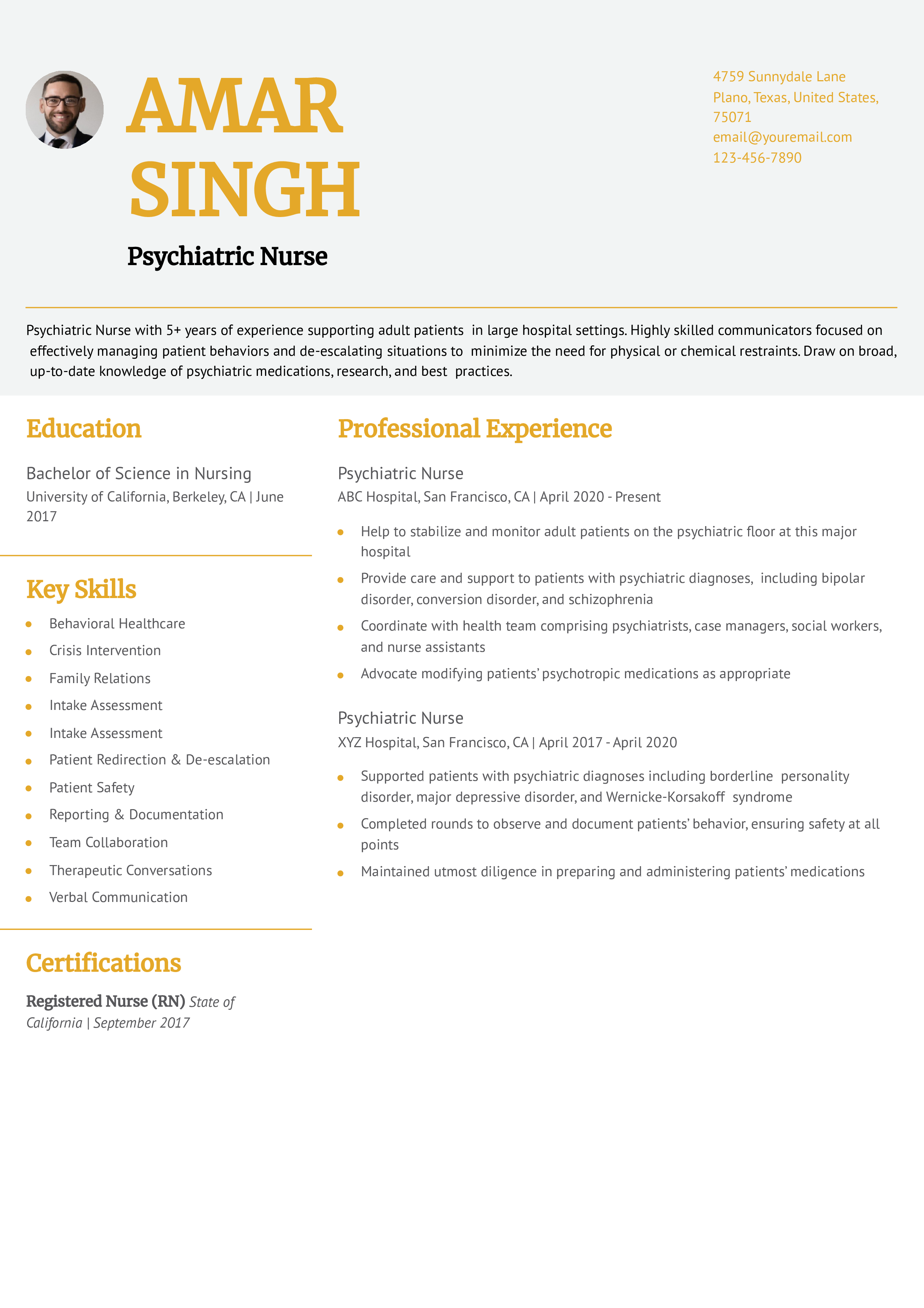 Mid-career Resume
