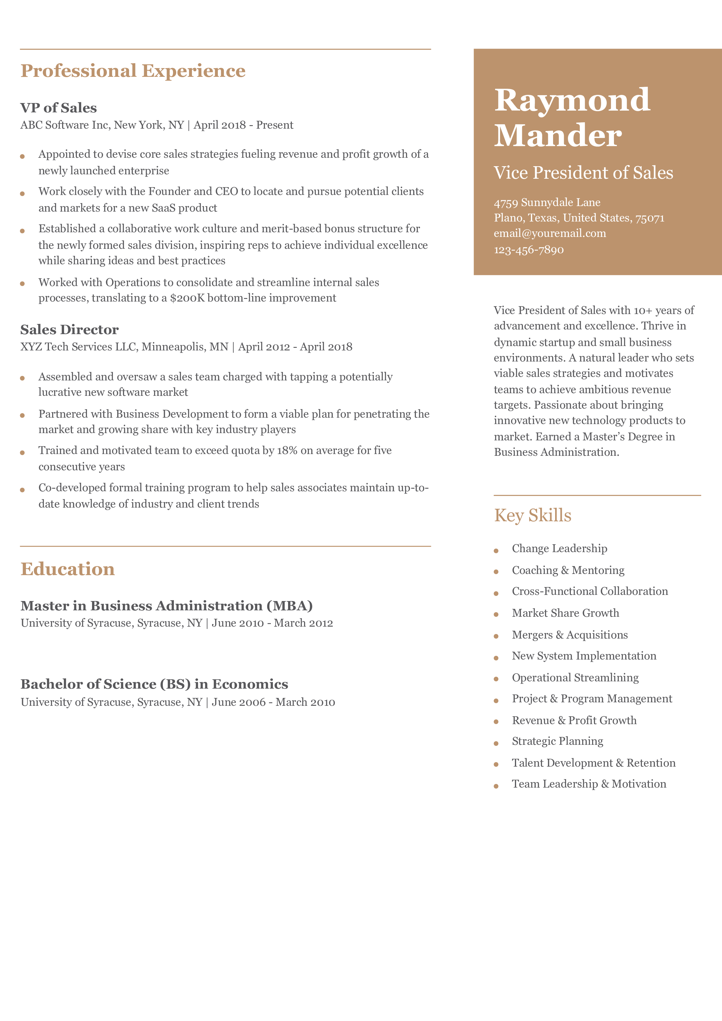 Mid-career Resume