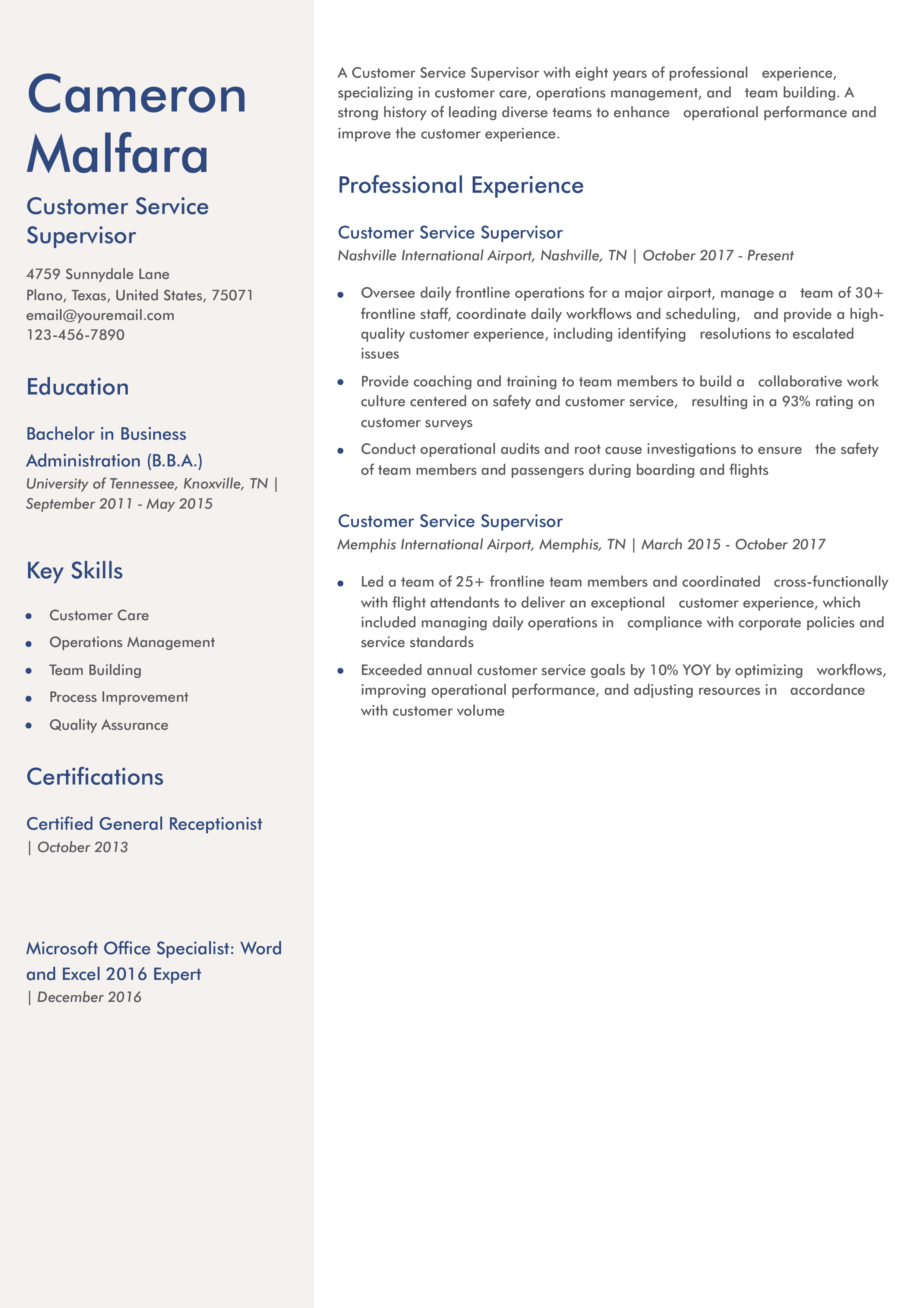 Mid-Career Resume