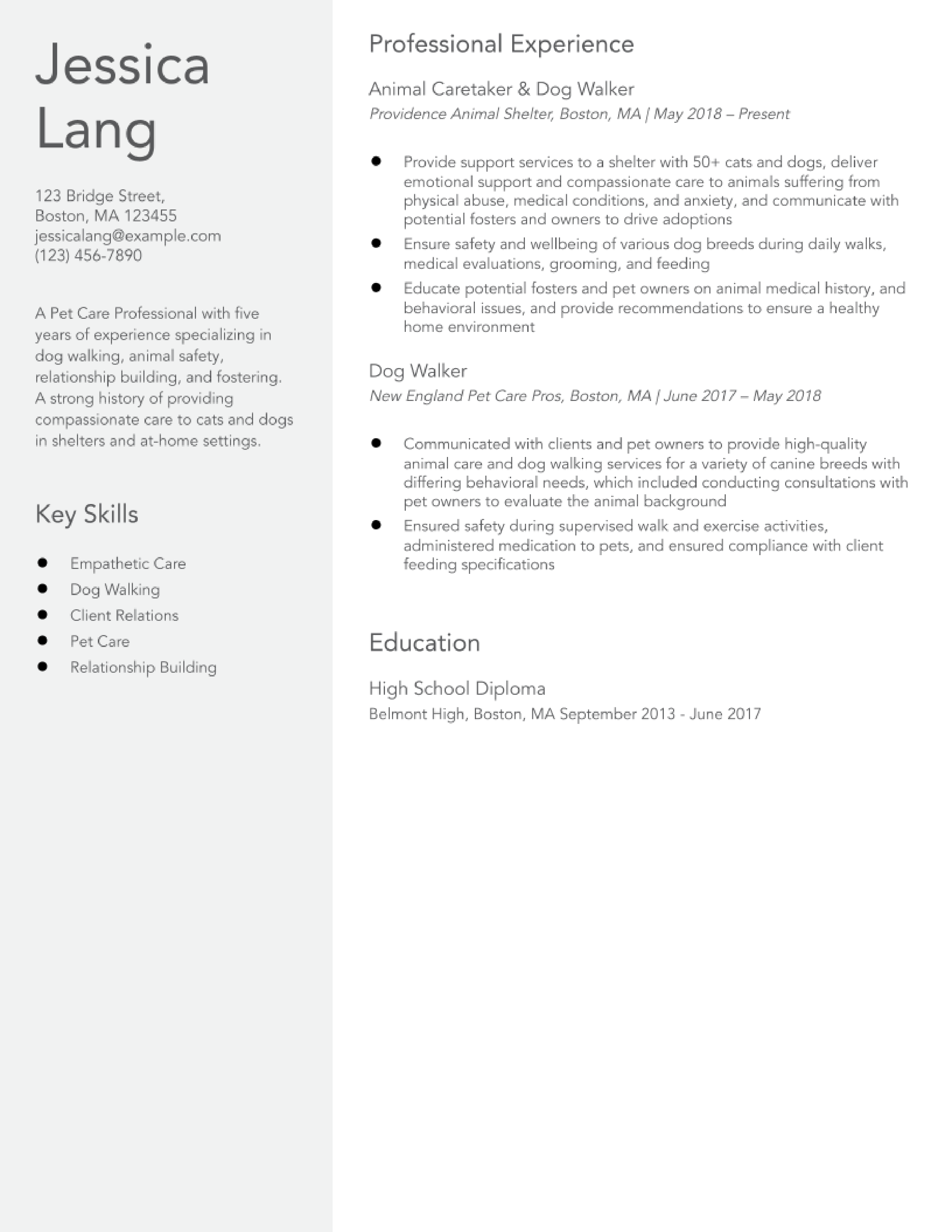 Dog Walker Resume Examples and - Dog Walker Resume Examples And Templates For 2023 