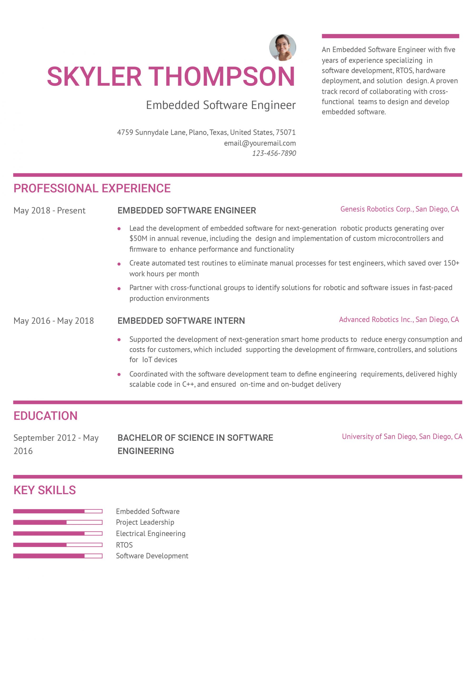 Embedded Software Engineer Resume Examples and Templates for 2025