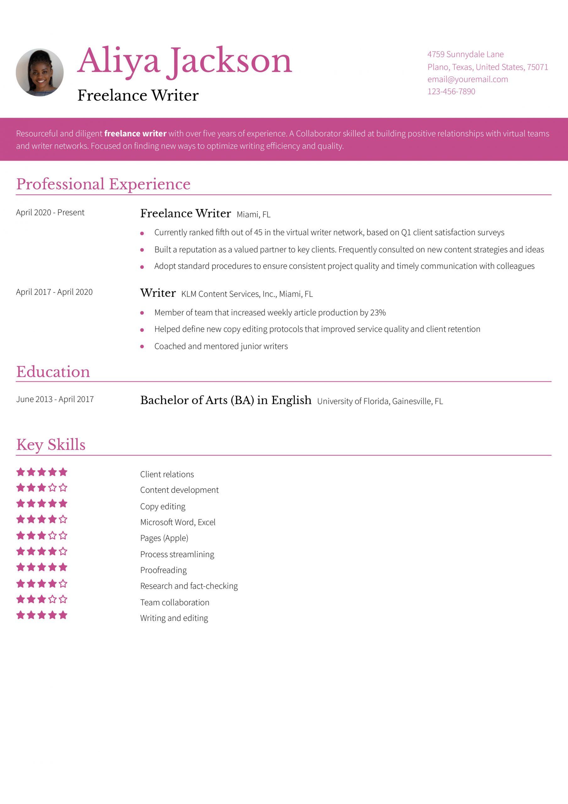 Freelance Writer Resume Examples and Templates for 2025