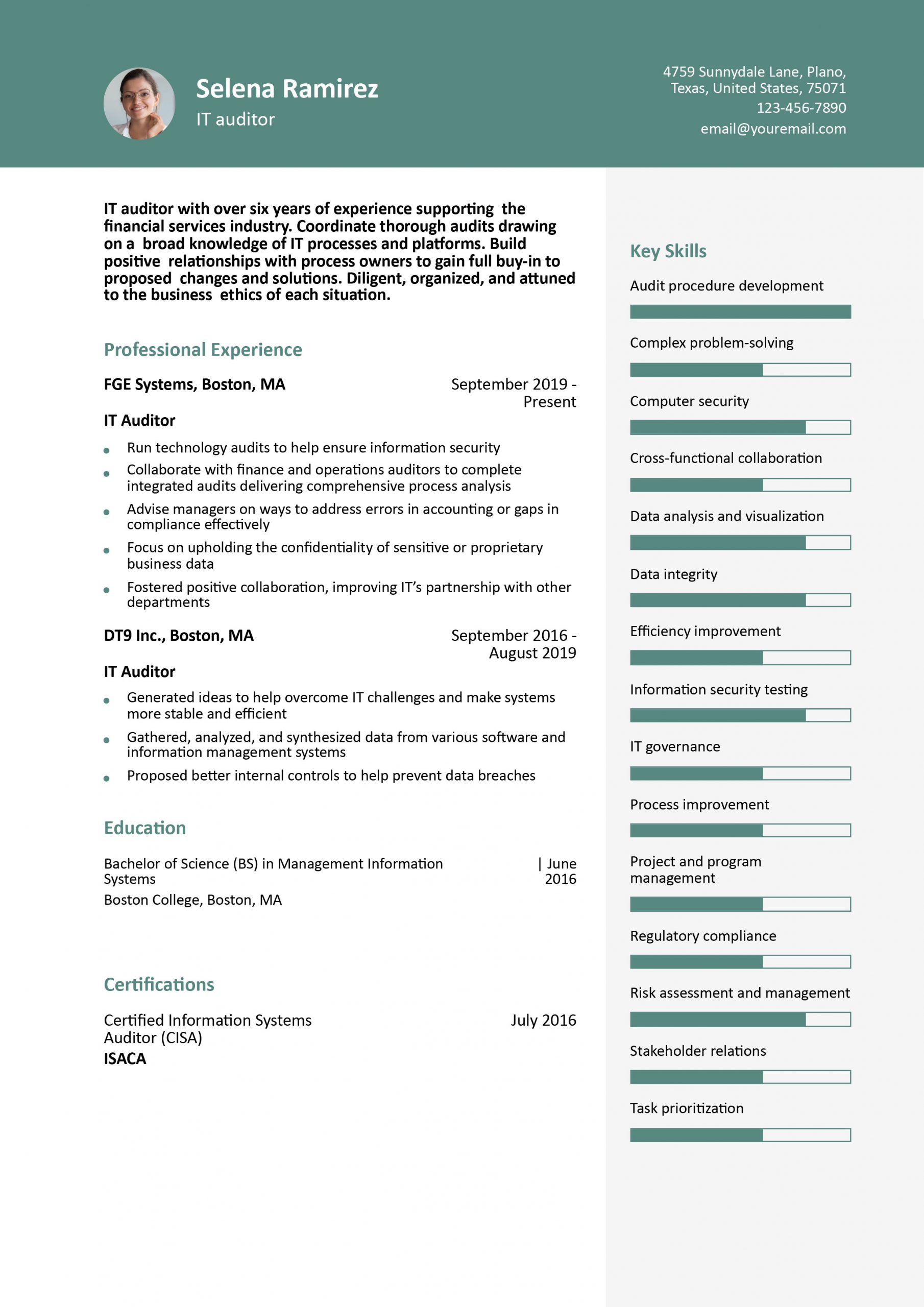 IT Auditor Resume Examples and Templates for 2025