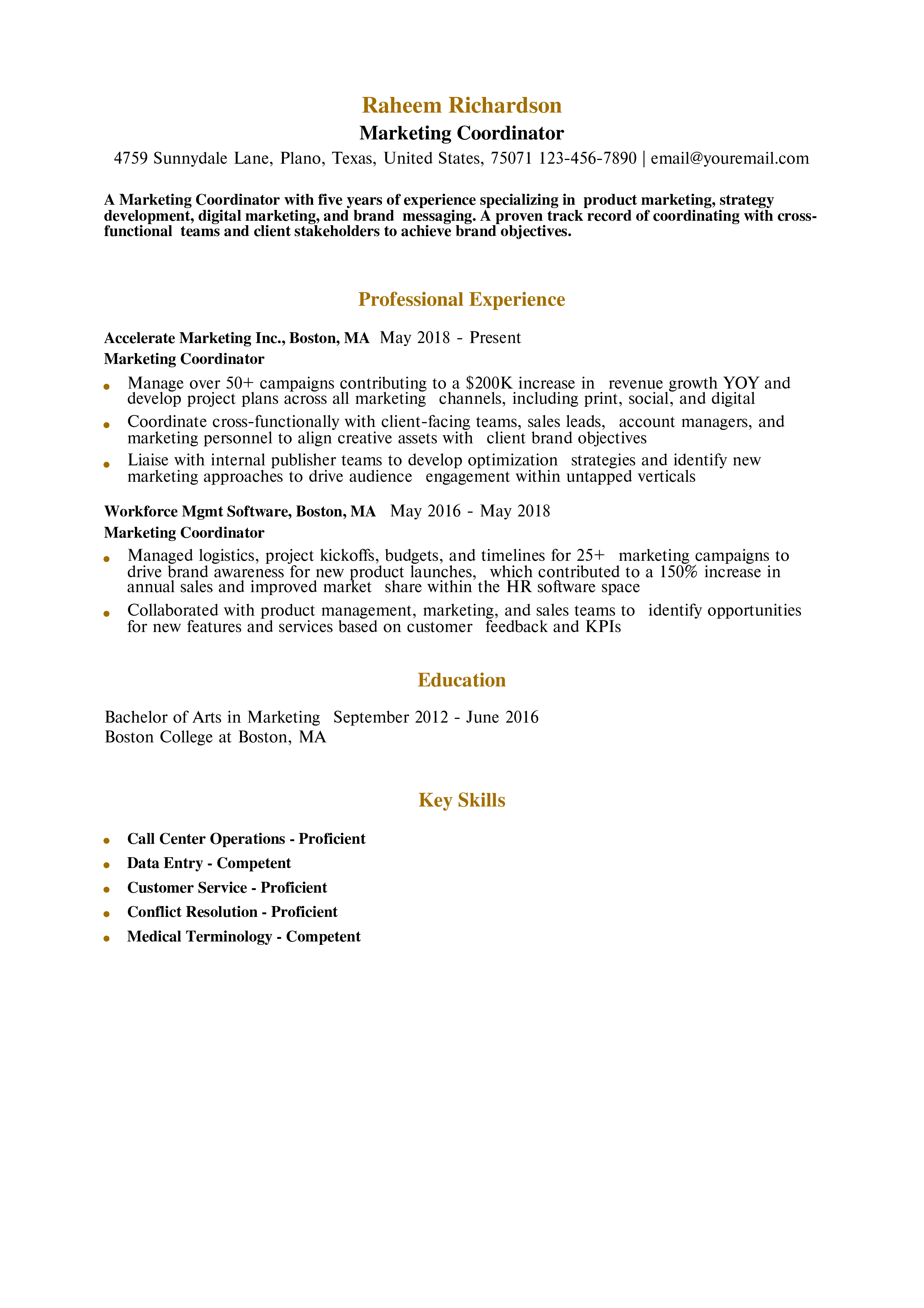 Mid-Career Resume