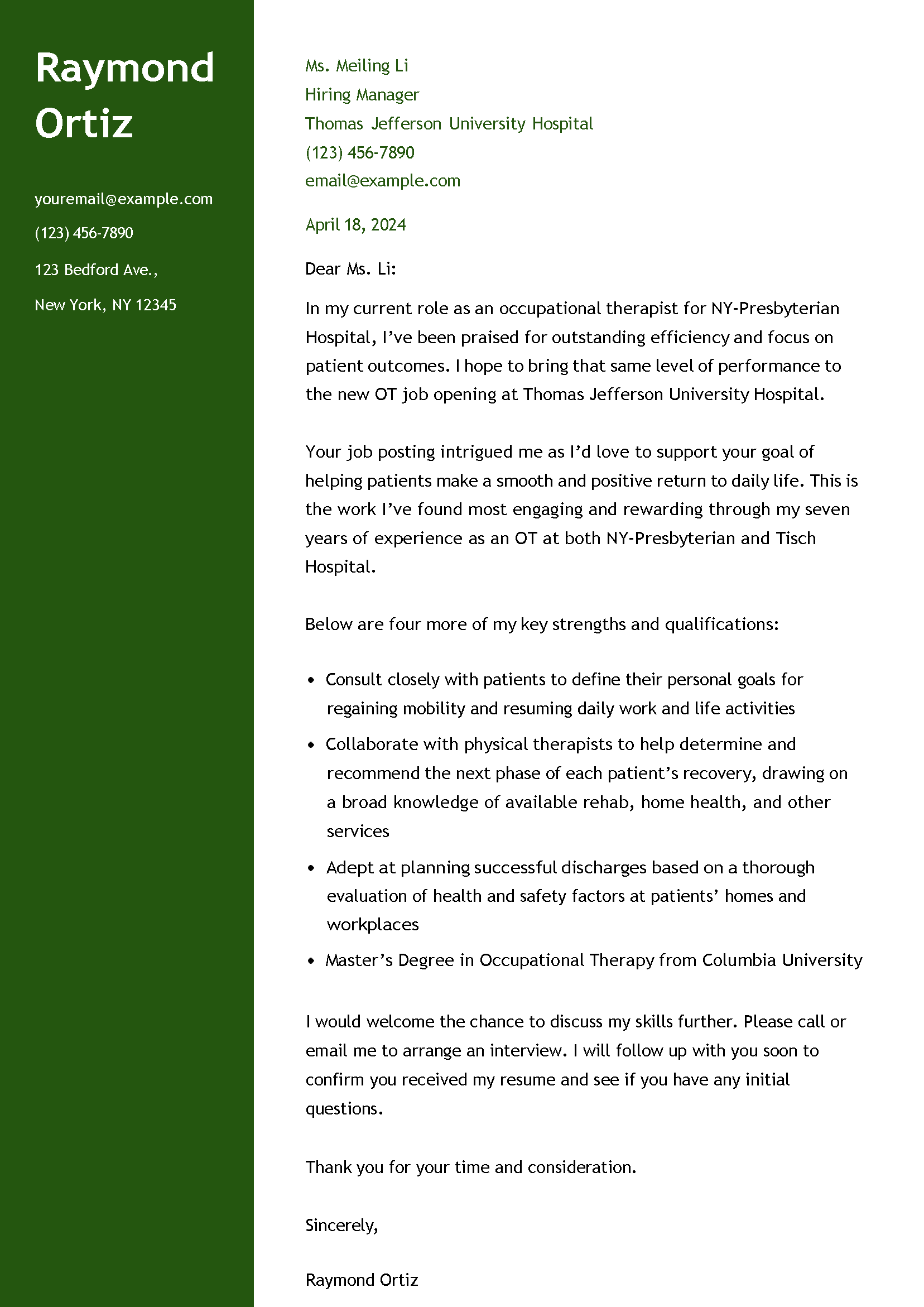 Occupational Therapist Cover Letter Examples and Templates for 2025