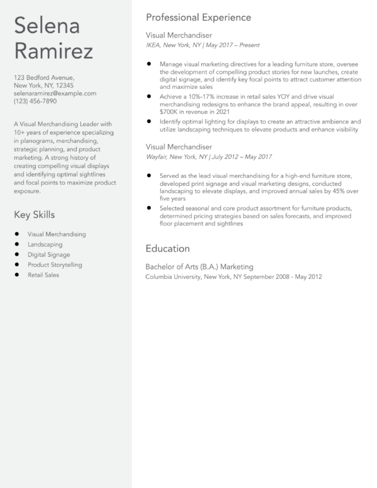 Visual Merchandising Resume Examples - Visual Merchandising Resume Examples And Templates For 2023 768x994 
