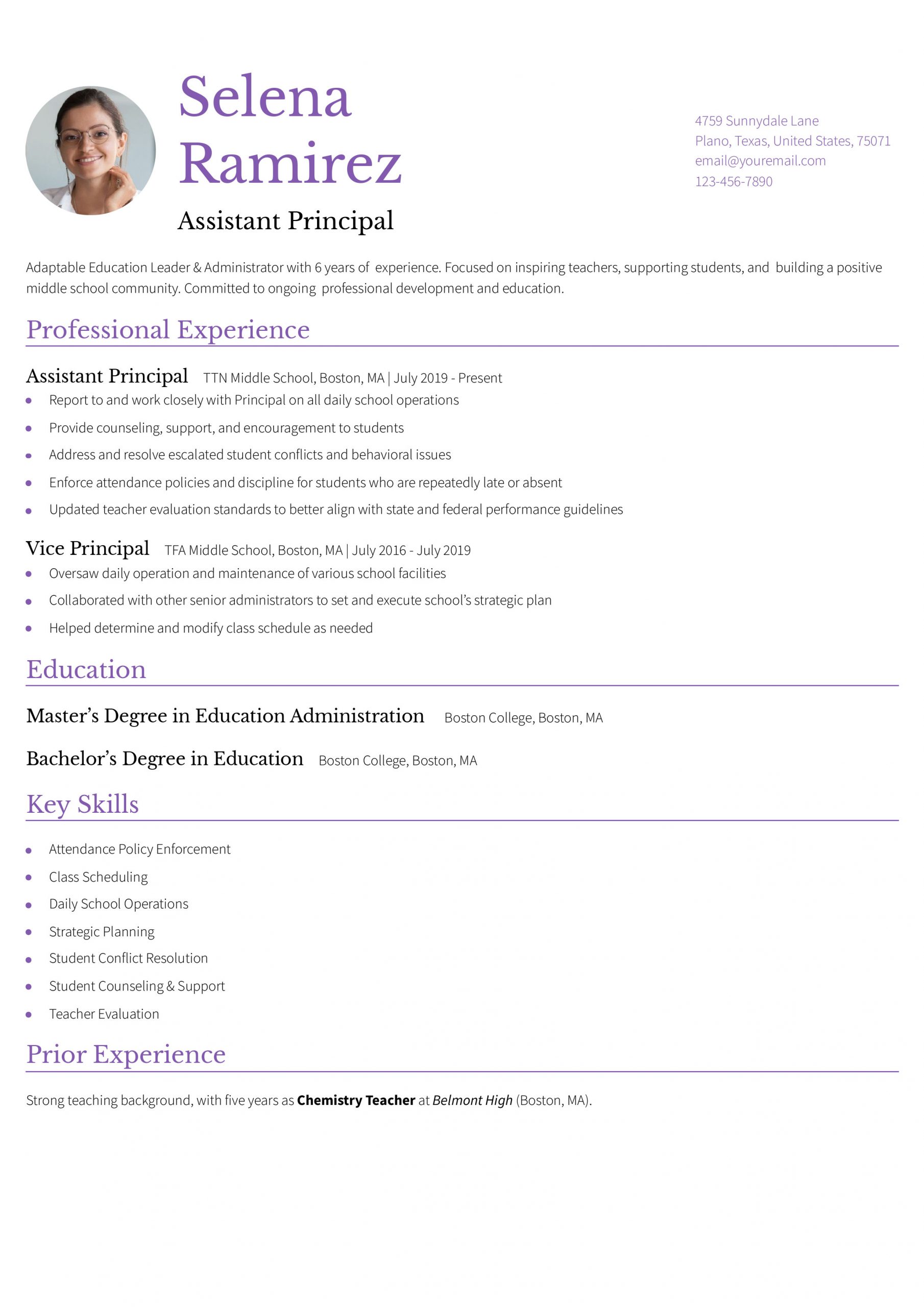 Assistant Principal Resume Examples and Templates for 2025