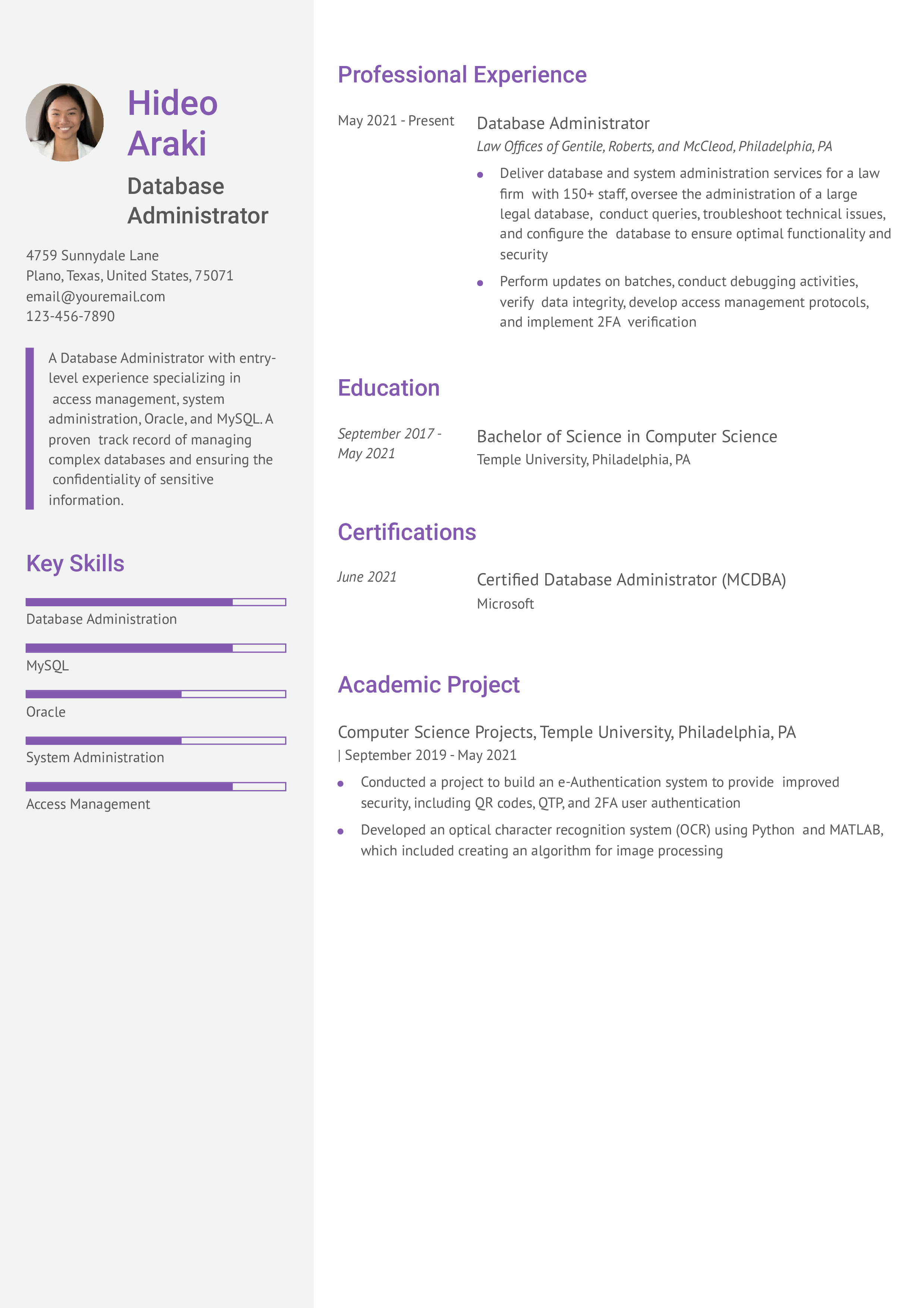 Entry Level Database Administrator Entry Level