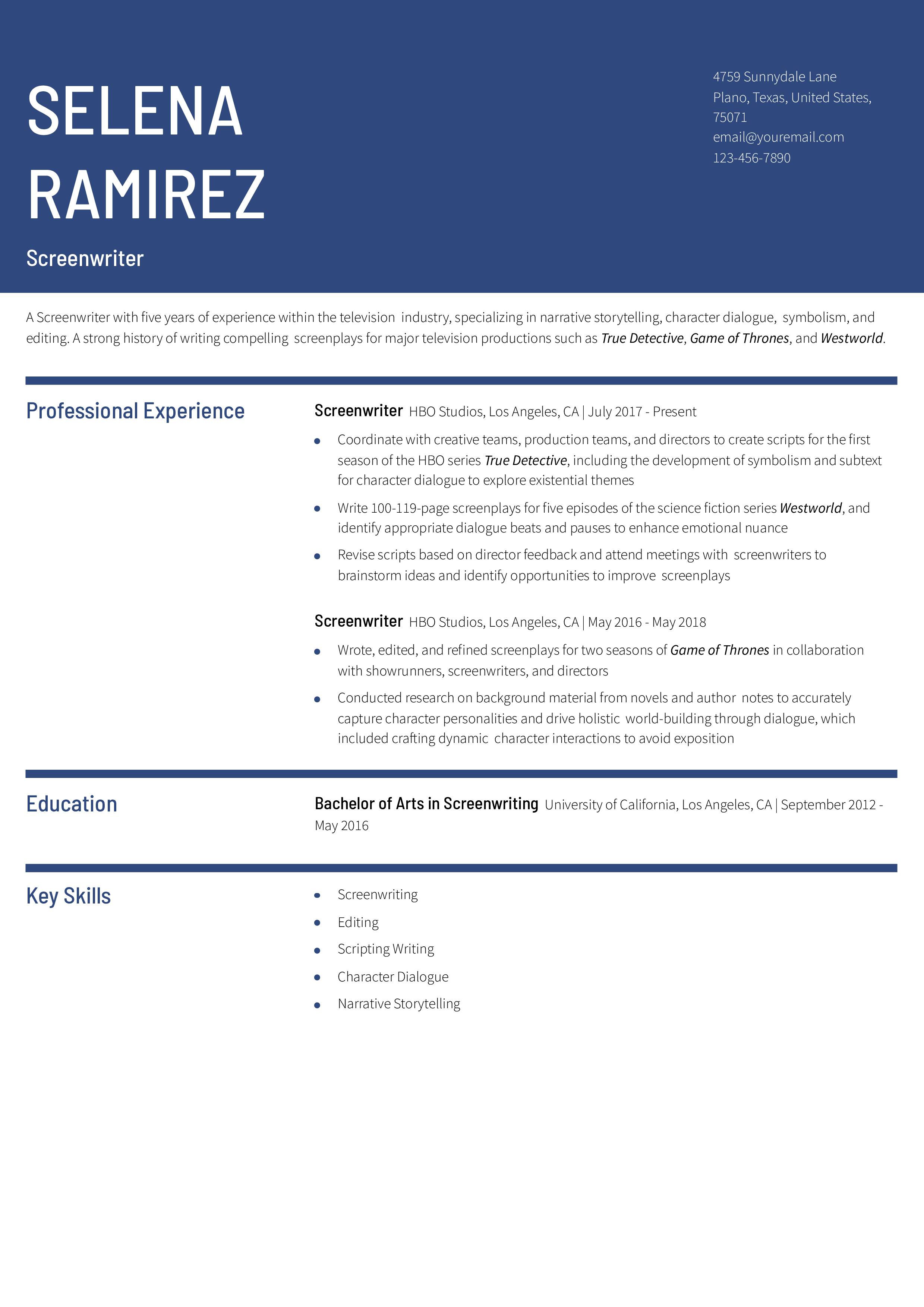 Mid-career Resume