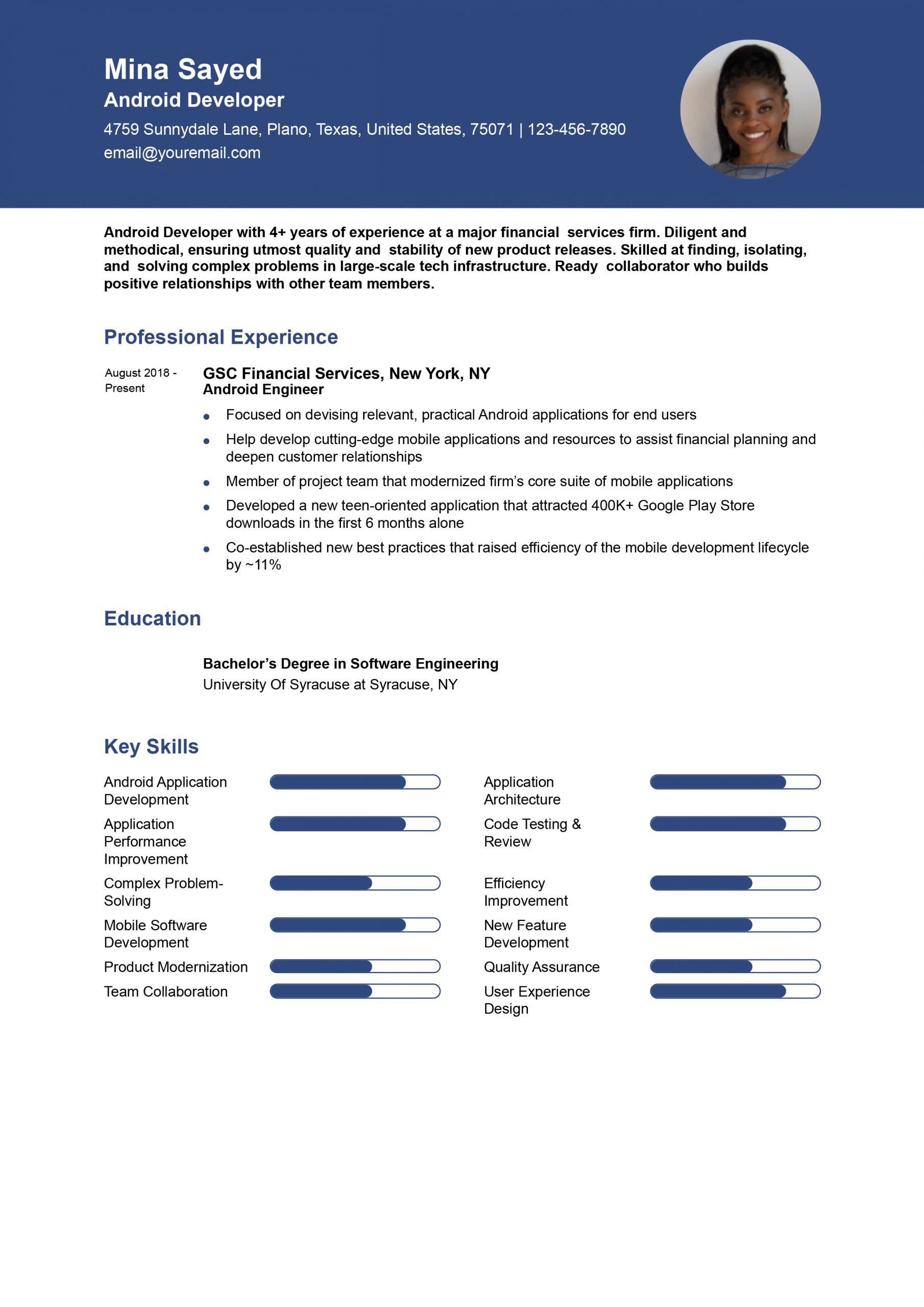 Android Developer Resume Examples and Templates for 2025