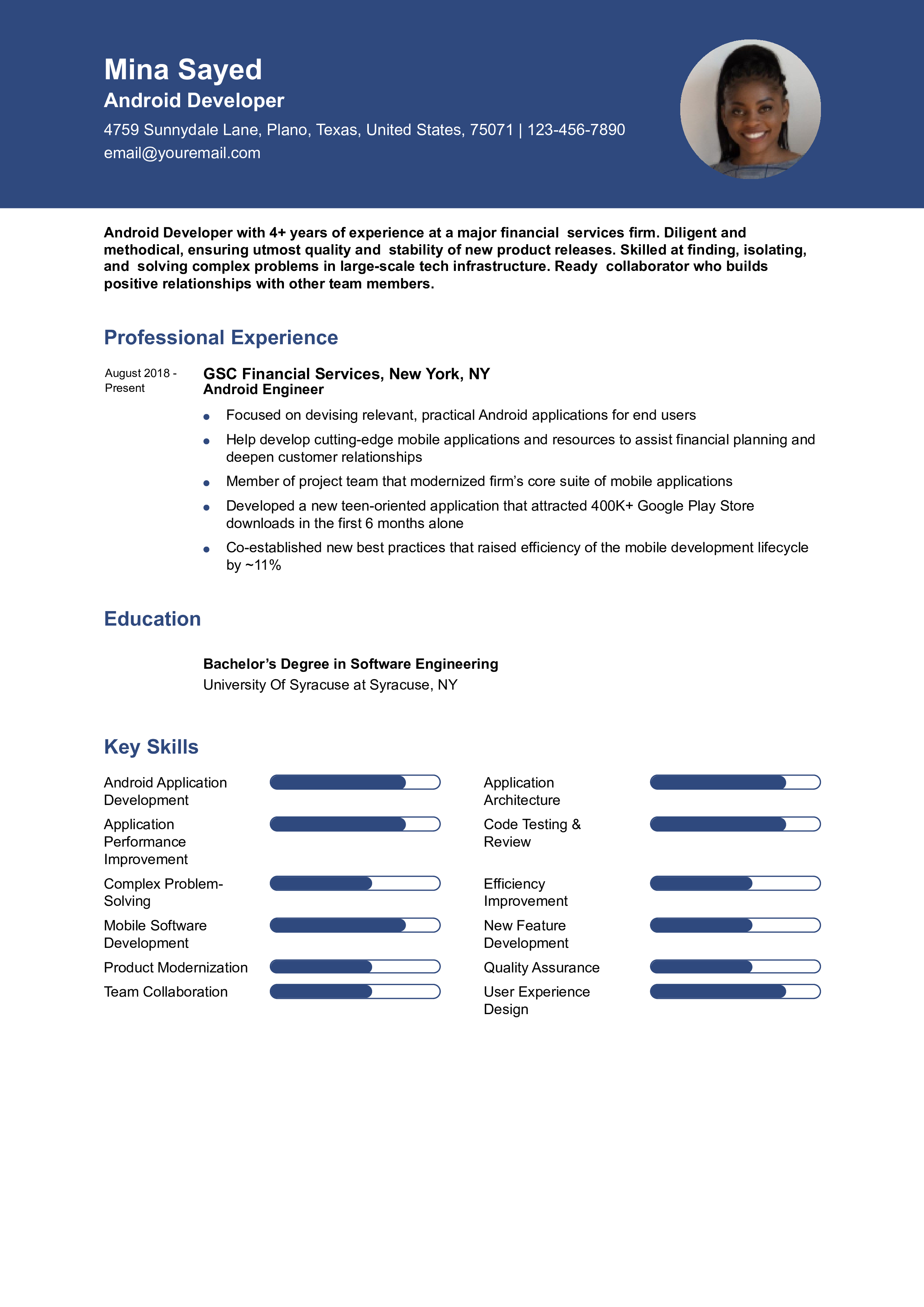 Mid-career Resume