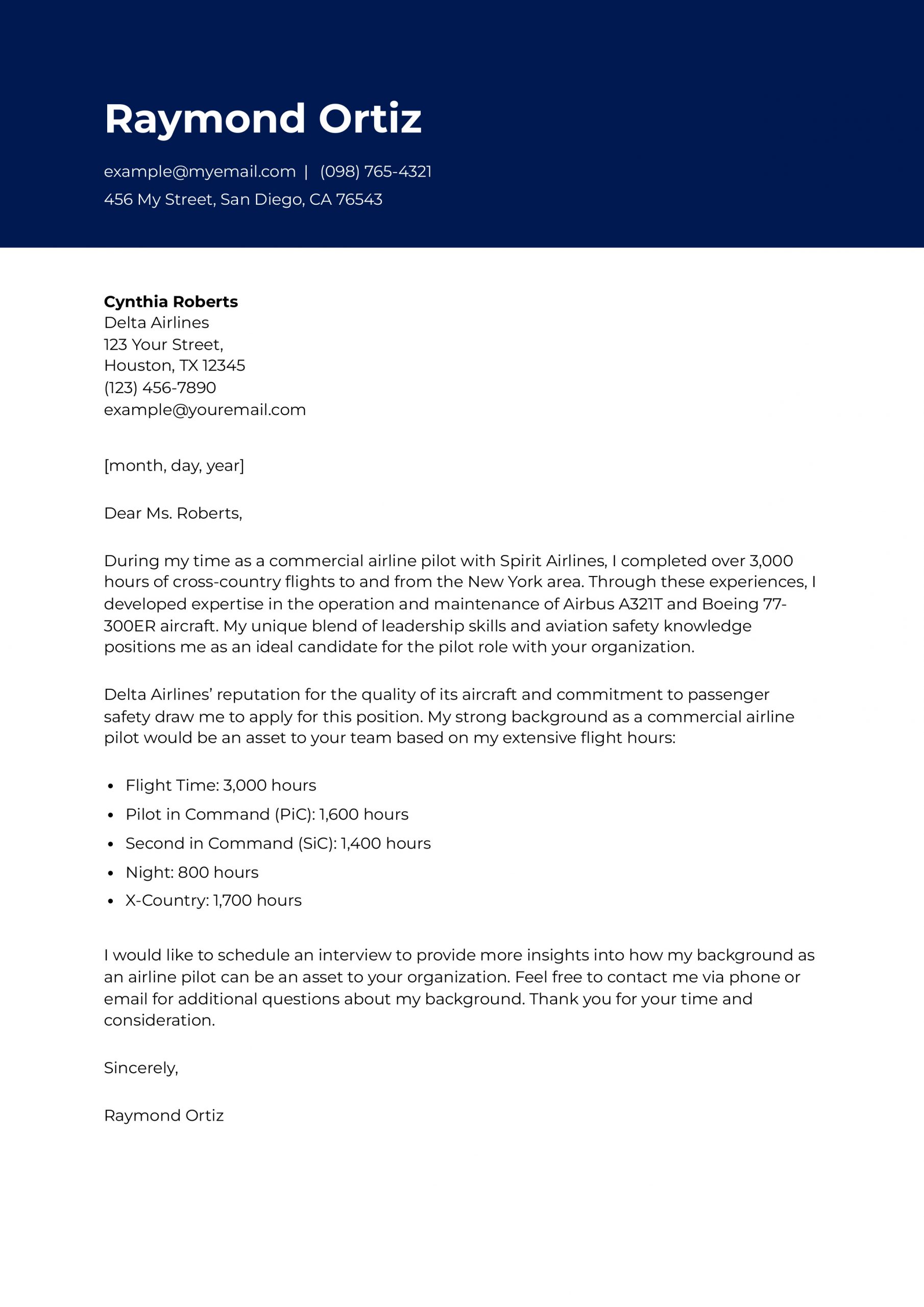 Aviation Cover Letter Examples and Templates for 2025