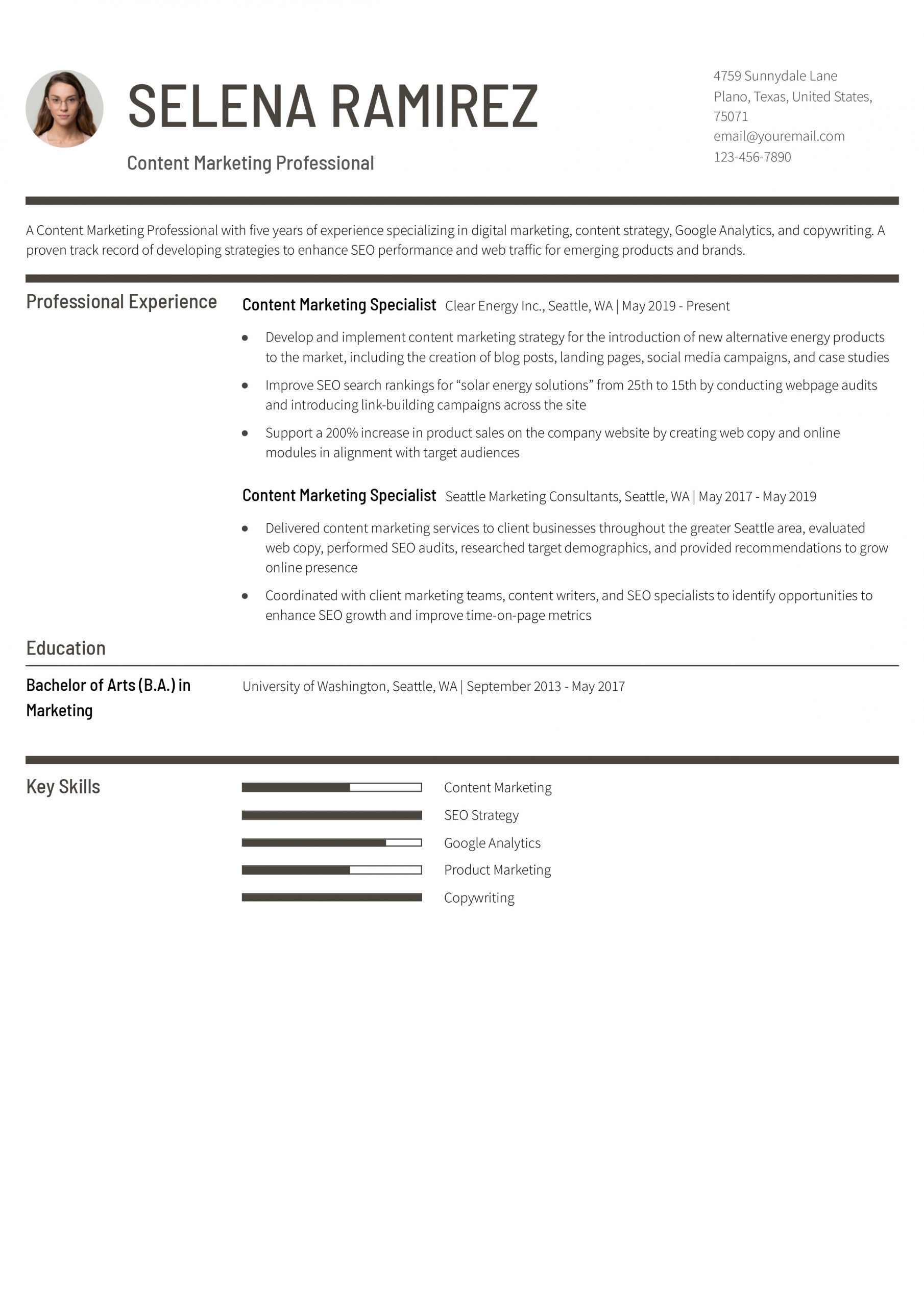 Content Marketing Resume Examples and Templates for 2025