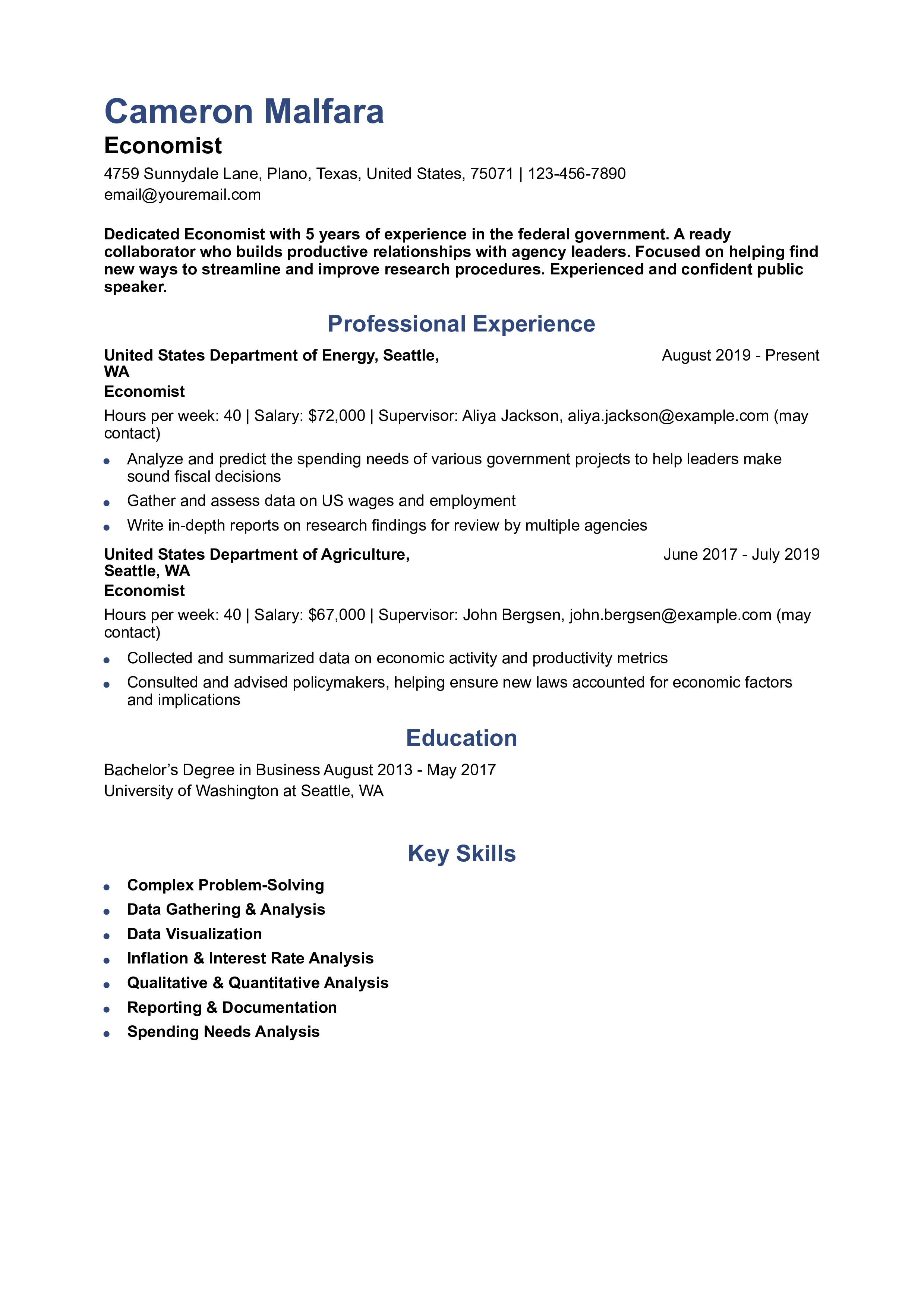 Mid-Career Resume