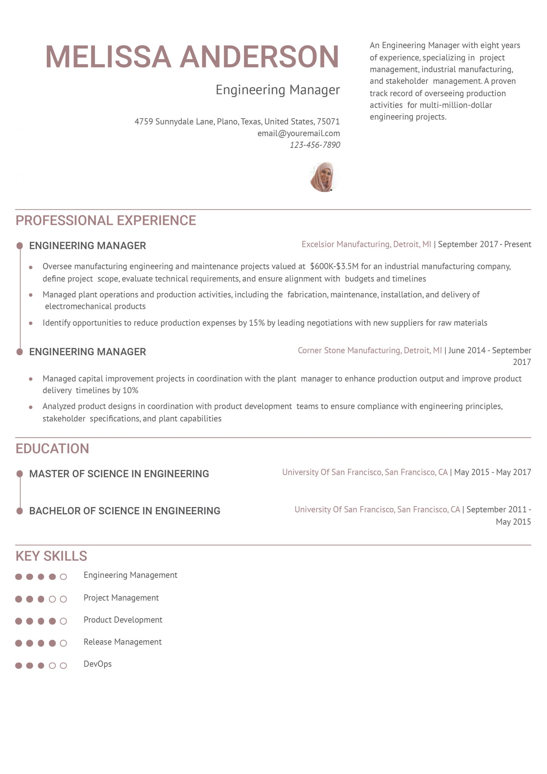 Engineering Manager Resume Examples and Templates for 2025