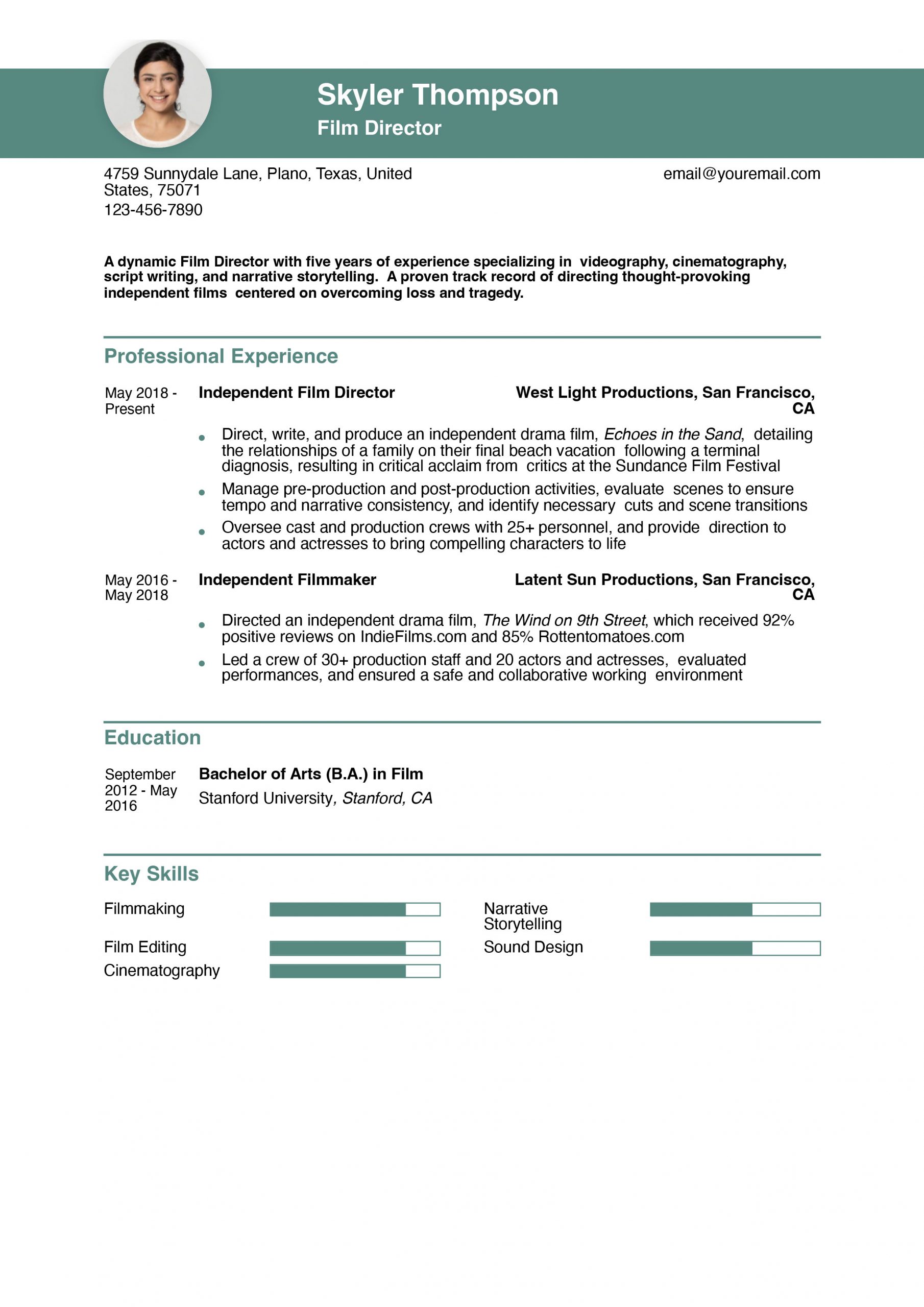 Film Director Resume Example