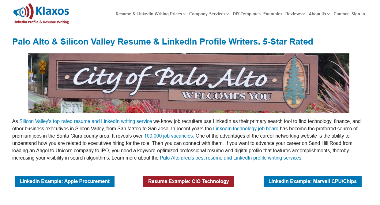 Klaxos LinkedIn Profile & Resume Writing Services Landing Page