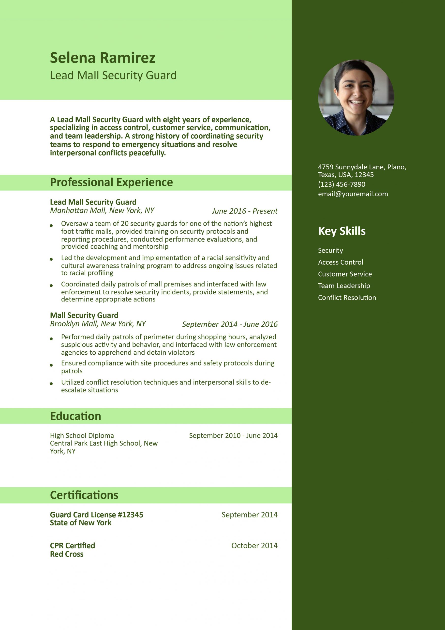 Mall Security Guard Resume Examples and Templates for 2025